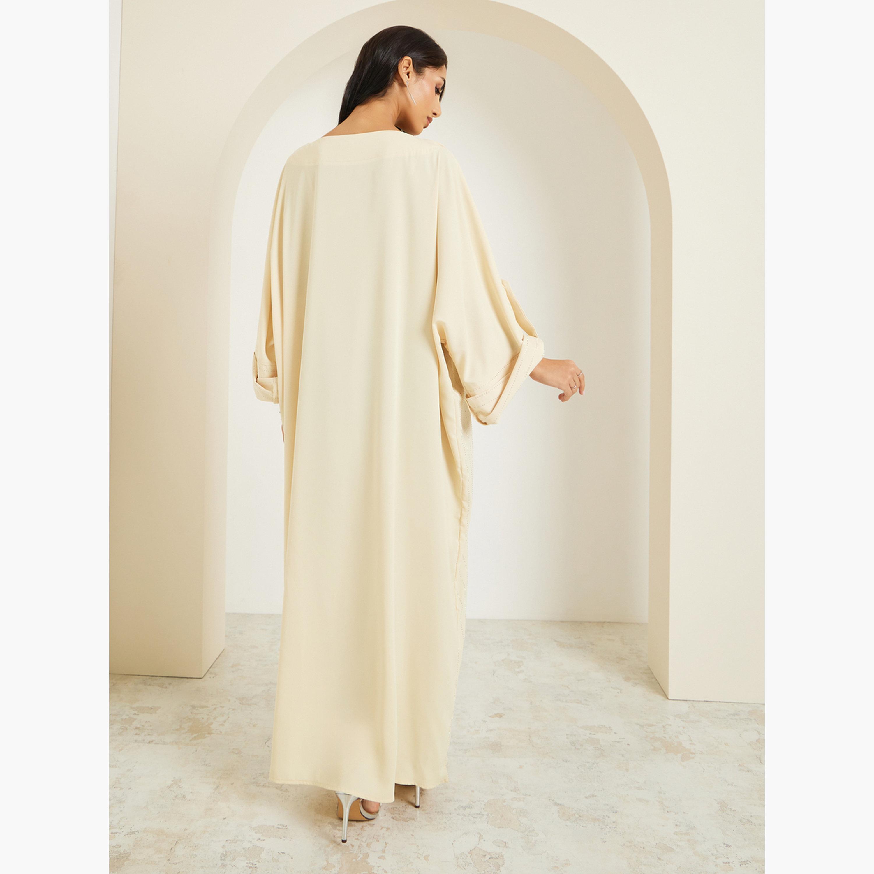Styli Women Yellow Embellished Maxi Jalabiya-women-arabicclothing-jalabiyas-image-5