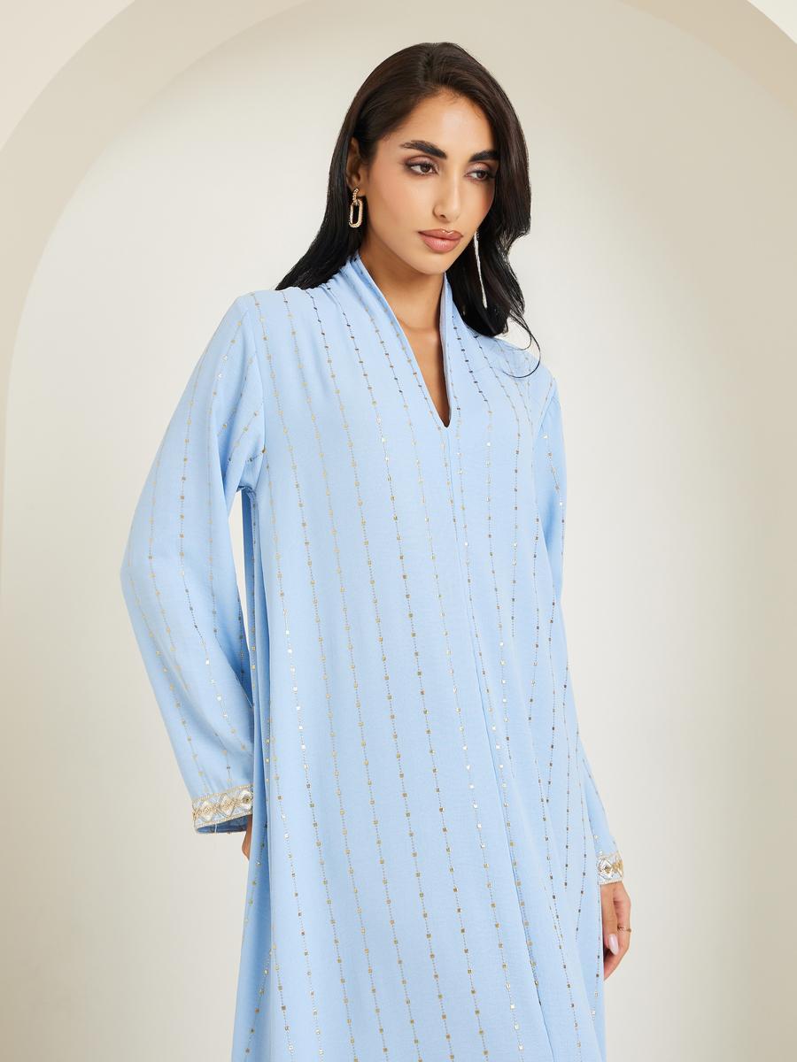 أميرة x ستايلي جلابية بطبعة فويل وأكمام دانتيل-women-arabicclothing-jalabiyas-image-2