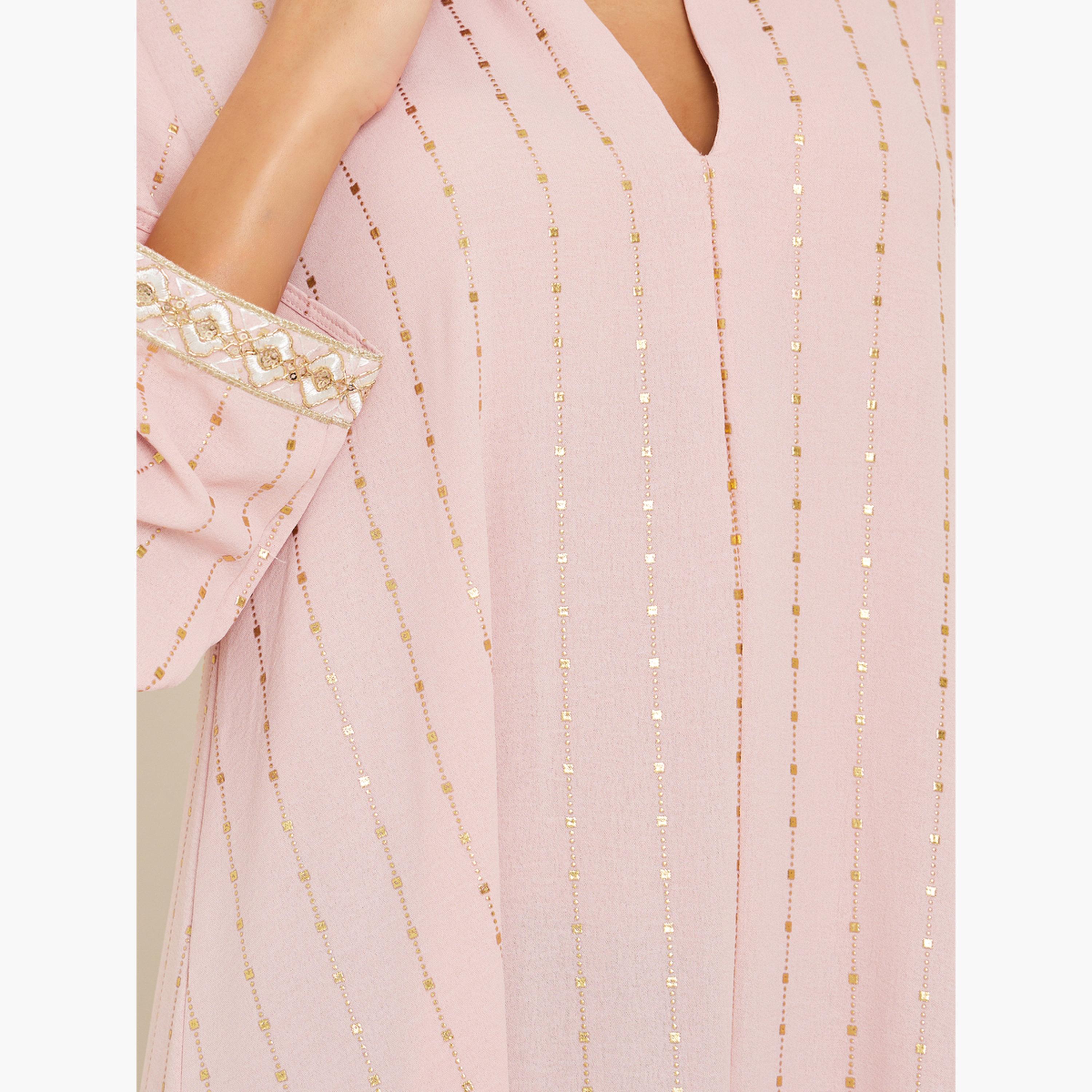 أميرة x ستايلي جلابية بطبعة فويل وأكمام دانتيل-women-arabicclothing-jalabiyas-image-4