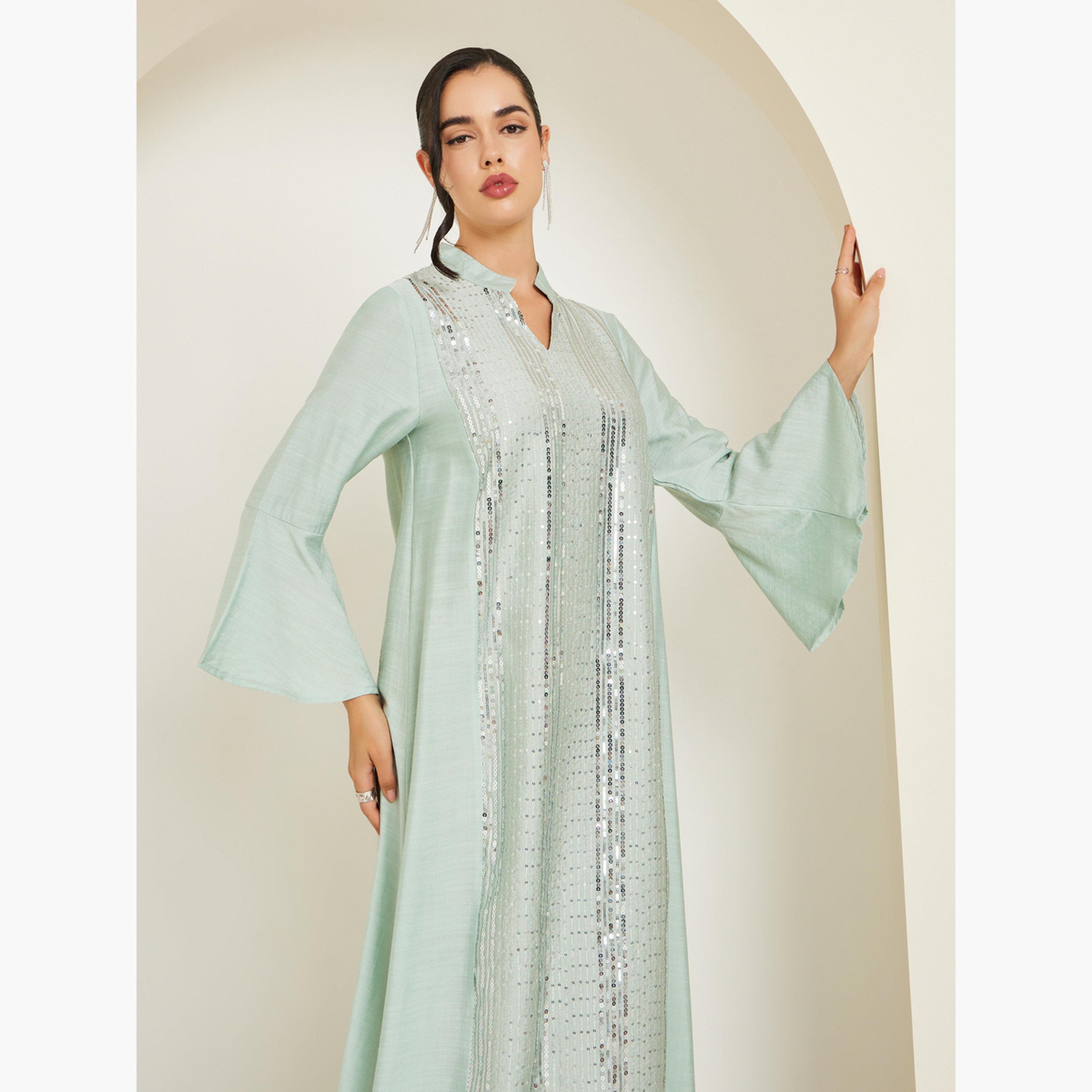 جلابية مزينة بالترتر-women-arabicclothing-jalabiyas-image-2