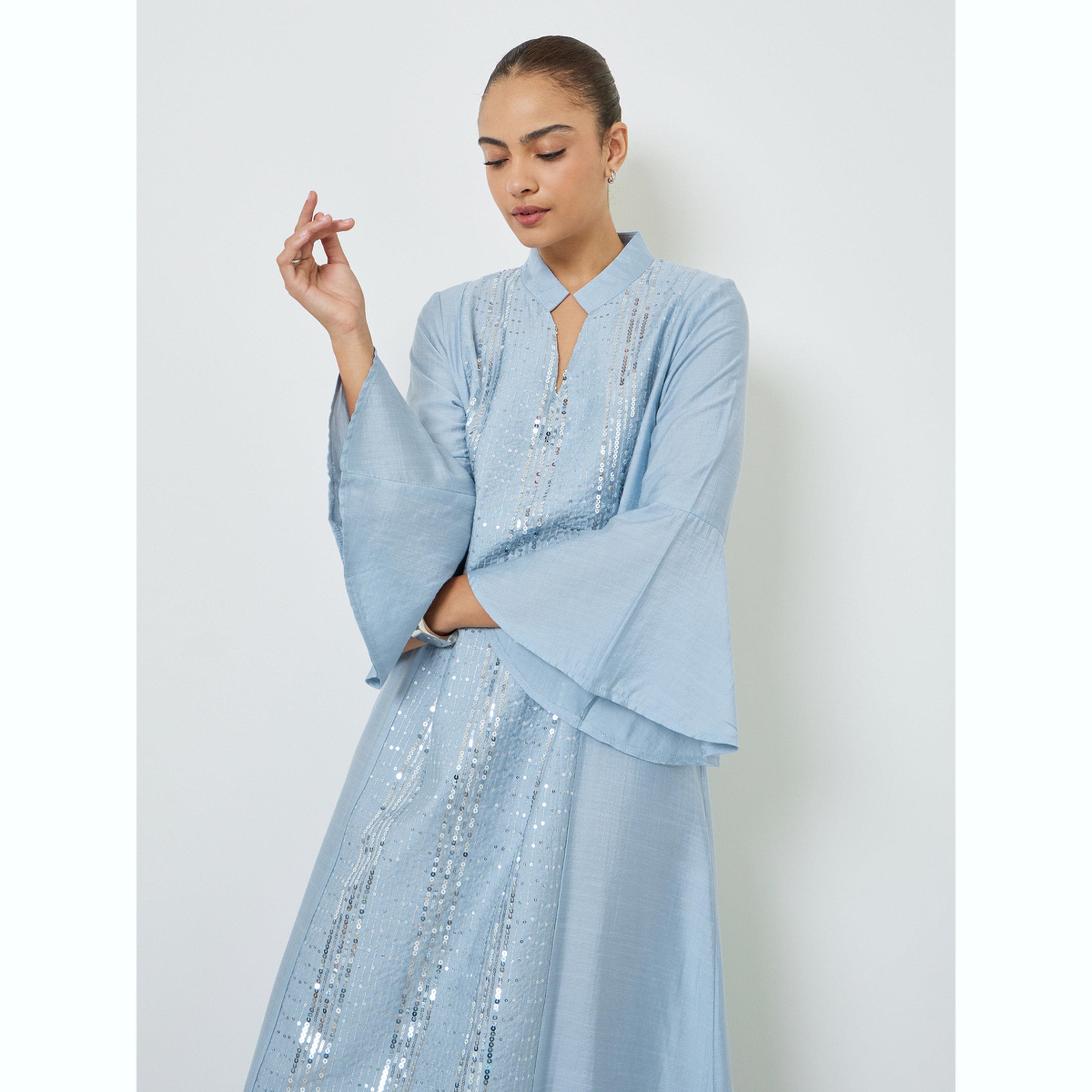 جلابية بأكمام جرس ومطرزة بالترتر الفاتح-women-arabicclothing-jalabiyas-image-2