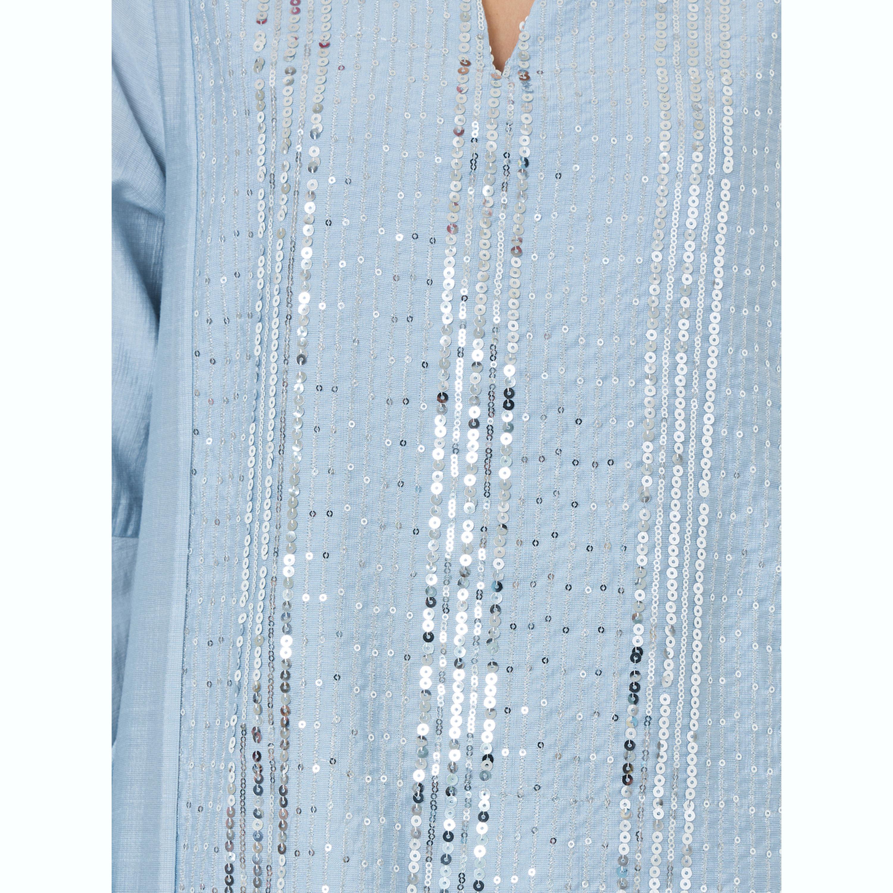 جلابية بأكمام جرس ومطرزة بالترتر الفاتح-women-arabicclothing-jalabiyas-image-4