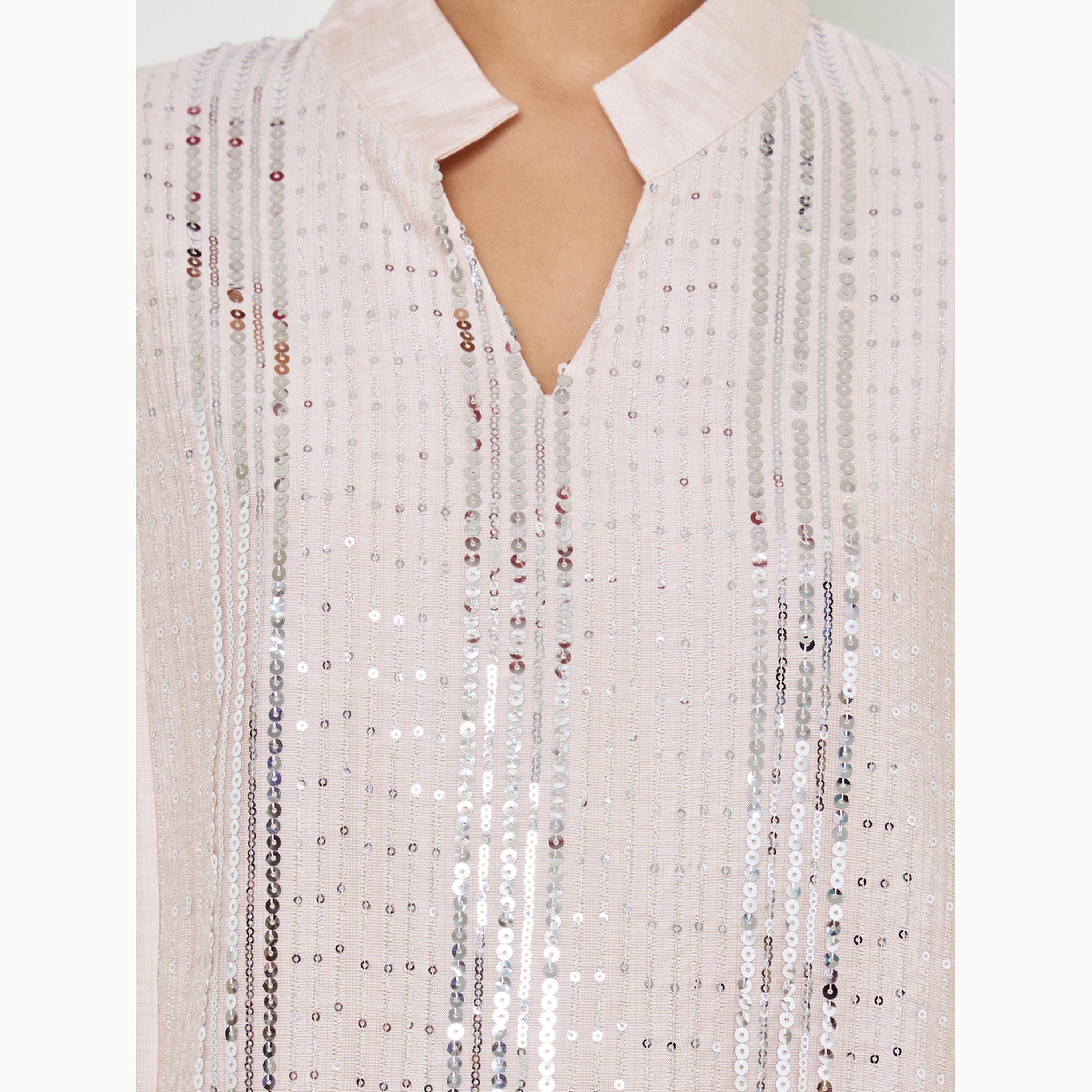 Amirah X Styli Light Pink Sequin Embroidered Jalabiya-women-arabicclothing-jalabiyas-image-5
