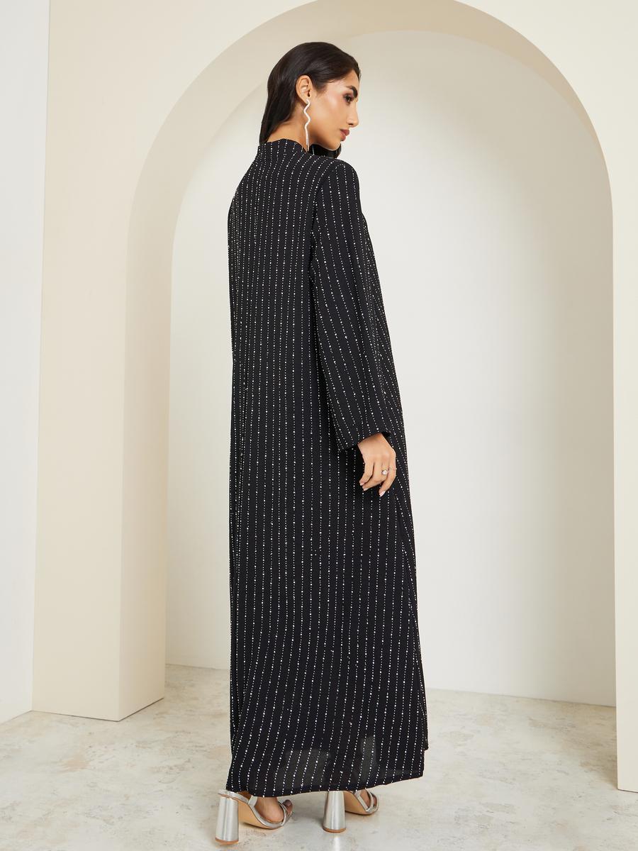 Styli Women Crystal Embellished Jalabiya with Stand Collar-women-arabicclothing-jalabiyas-image-4