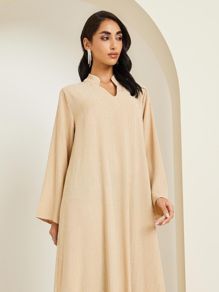 جلابية بياقة قائمة مزينة بالكريستال-women-arabicclothing-jalabiyas-image-2