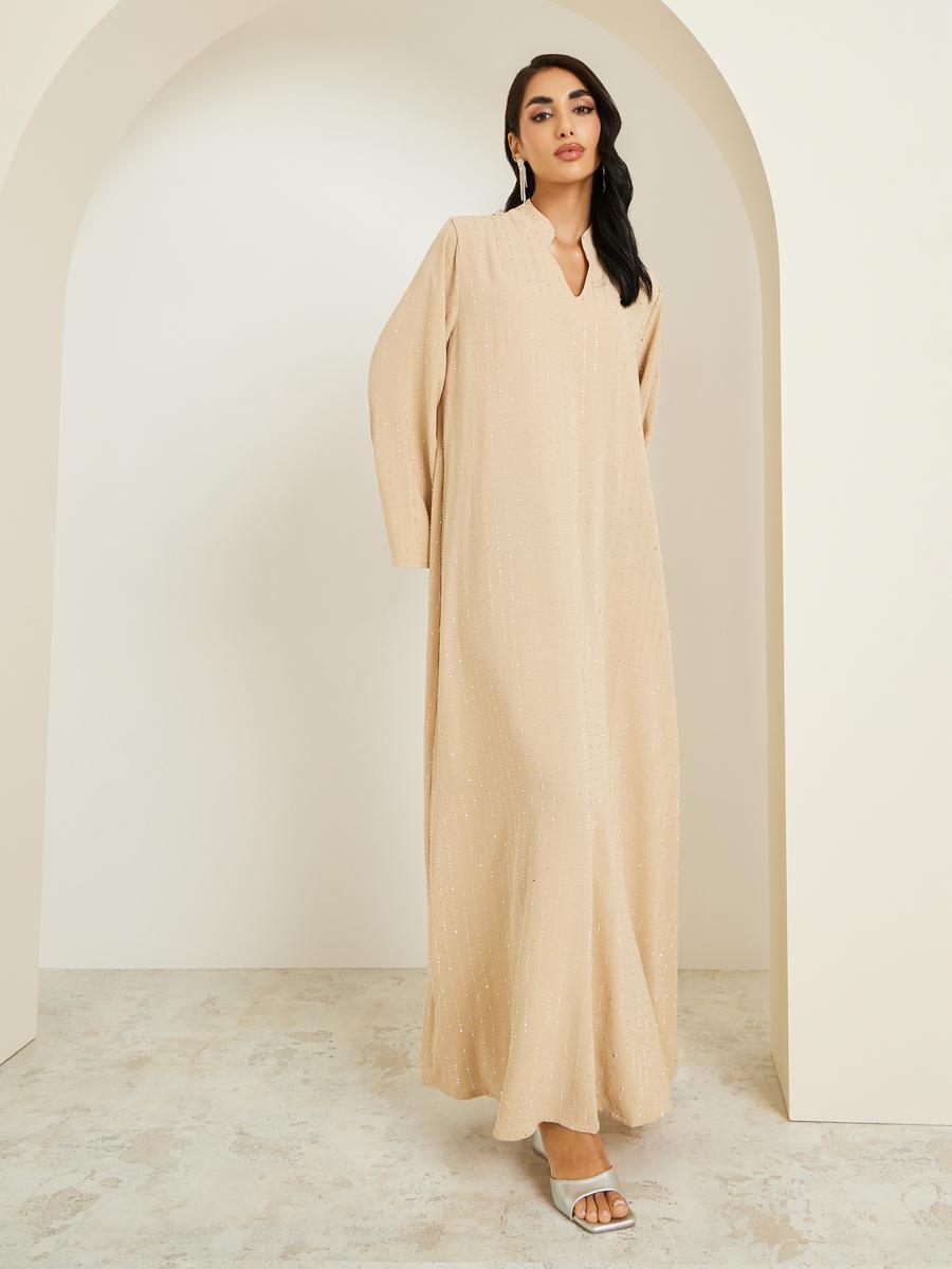جلابية بياقة قائمة مزينة بالكريستال-women-arabicclothing-jalabiyas-image-3