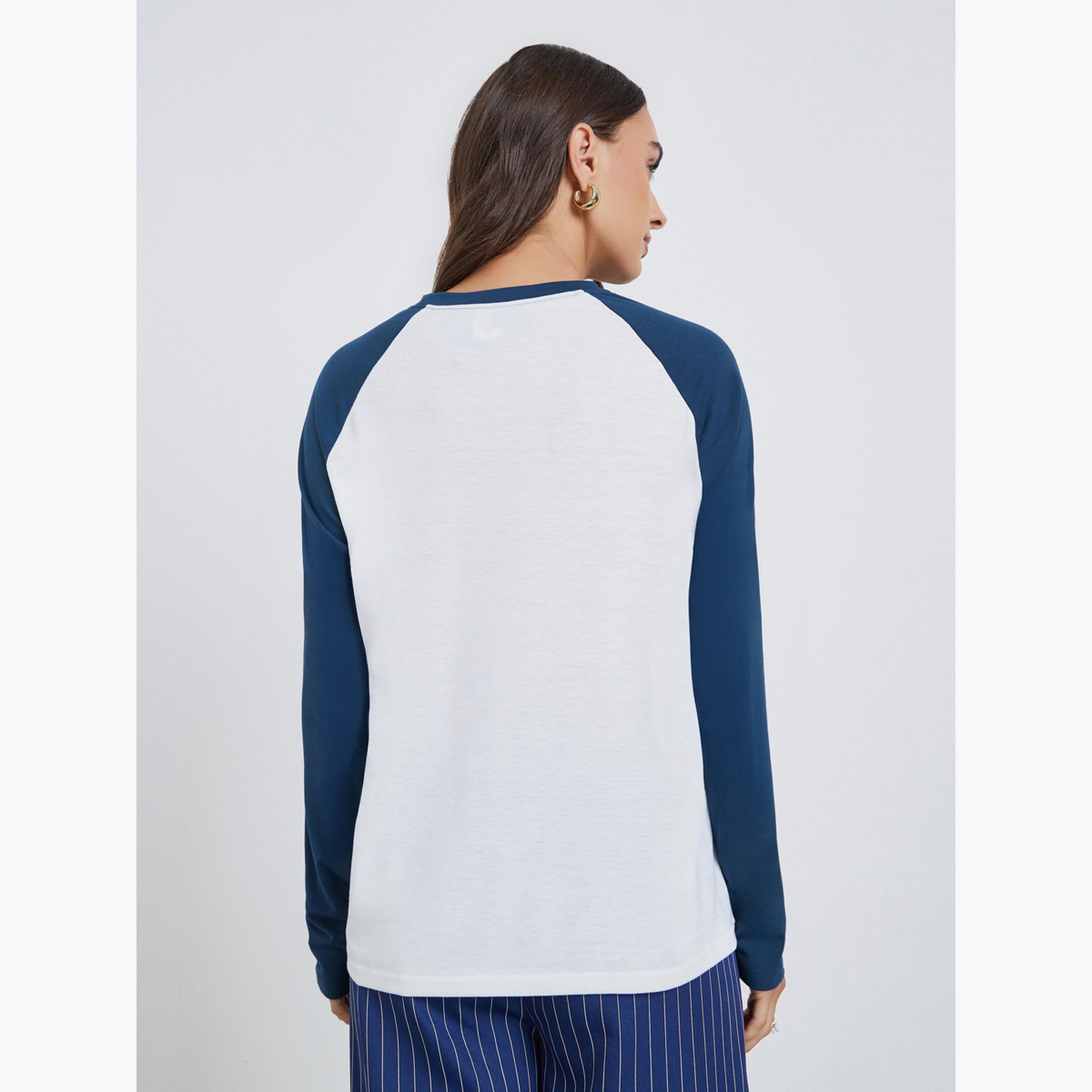 Styli Slogan Print Raglan Sleeve T-Shirt-women-clothing-tshirts-image-4
