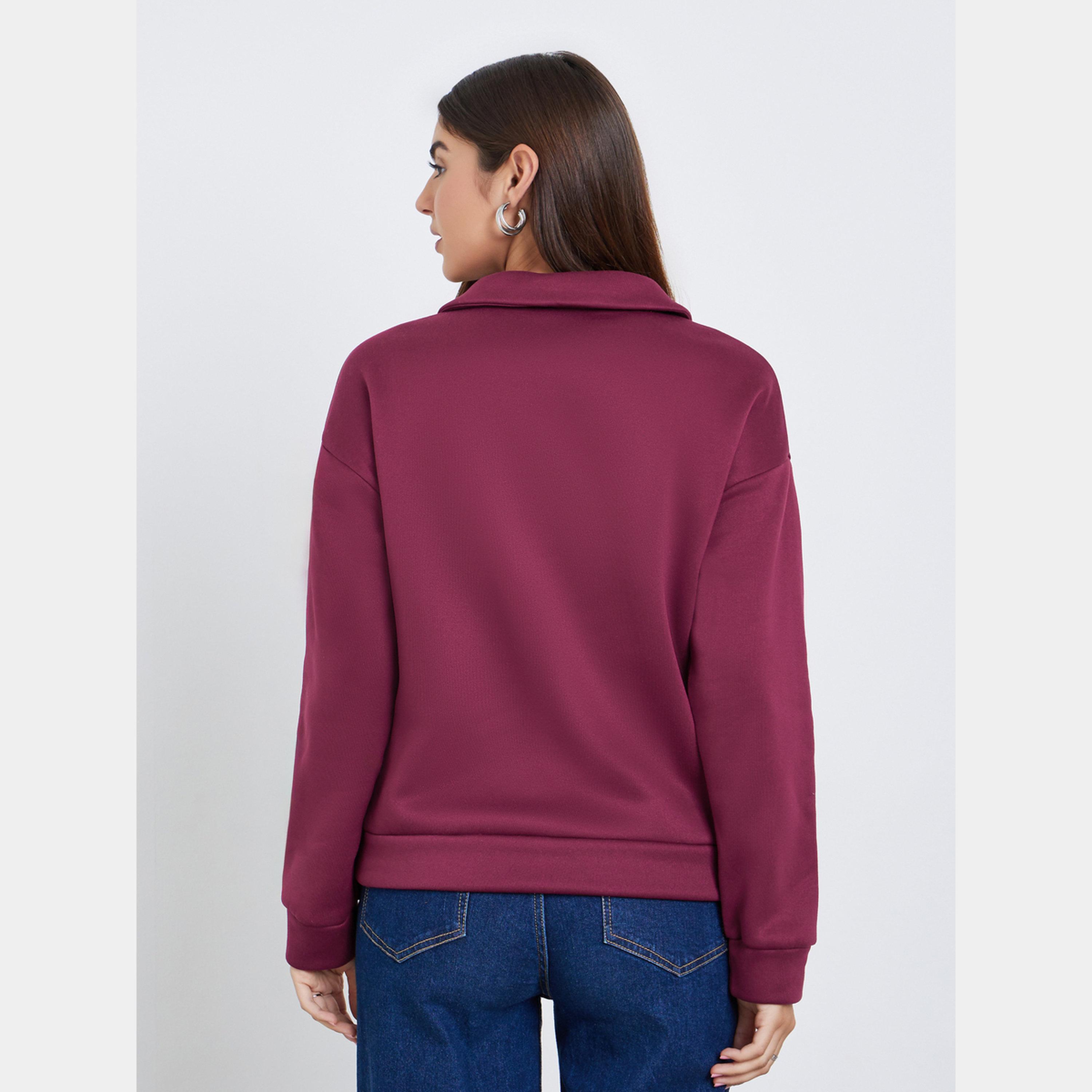 ستايلي - سويت شيرت نسائي سادة بأكمام طويلة وياقة-women-winterwear-hoodiesandsweatshirts-sweatshirts-image-5