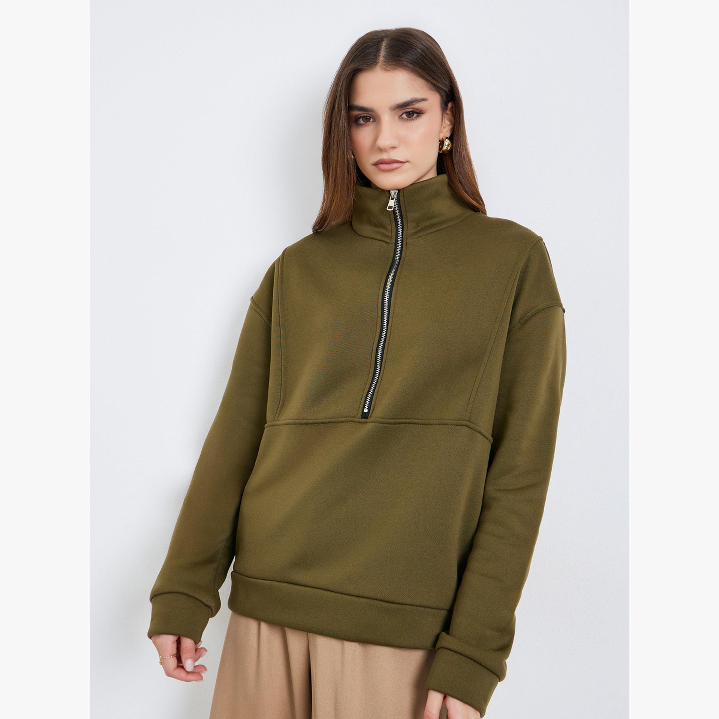سويت شيرت بسحاب عند الرقبة-women-clothing-hoodiesandsweatshirts-sweatshirts-image-1