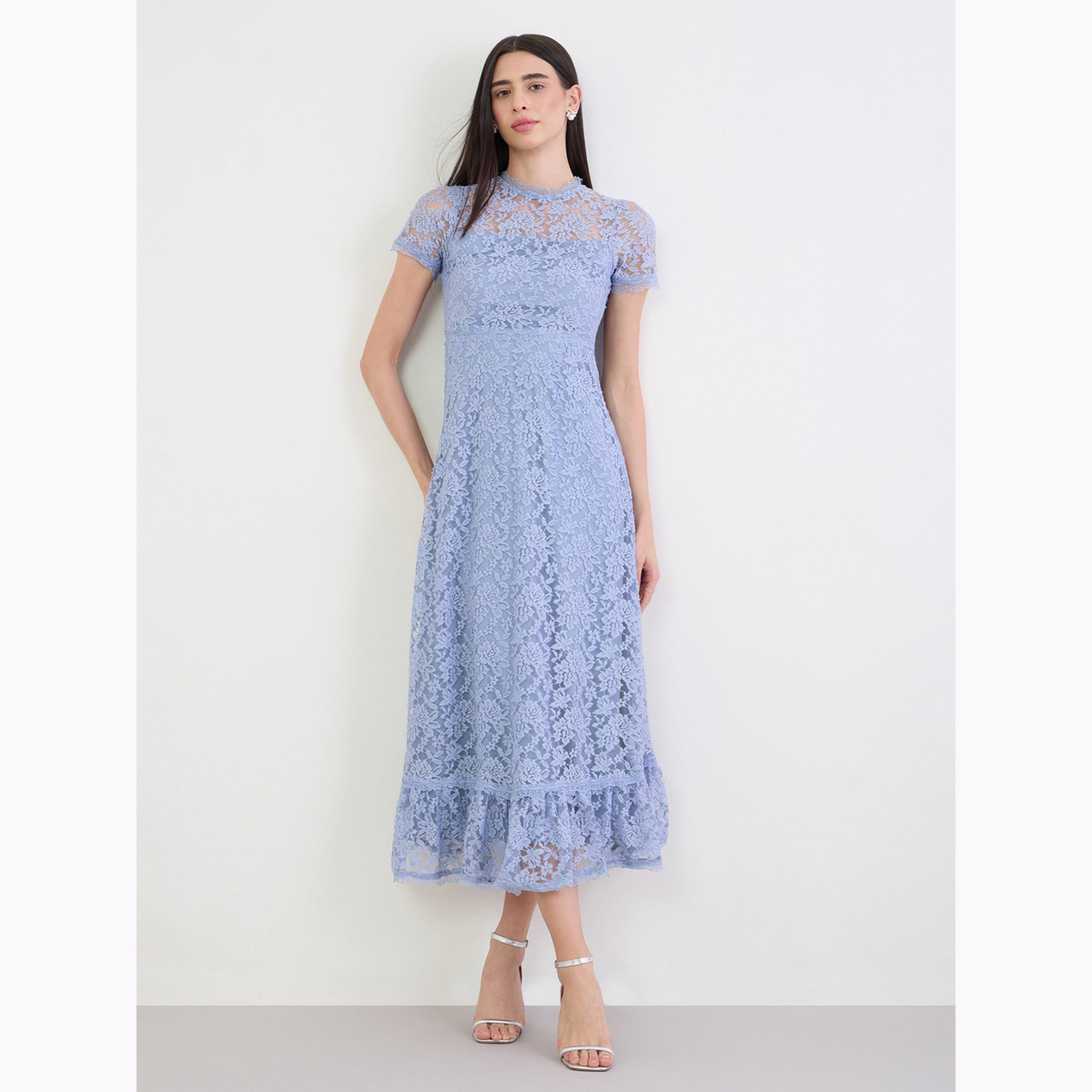 فستان طويل دانتيل بأكمام قصيرة-women-clothing-dresses-image-3