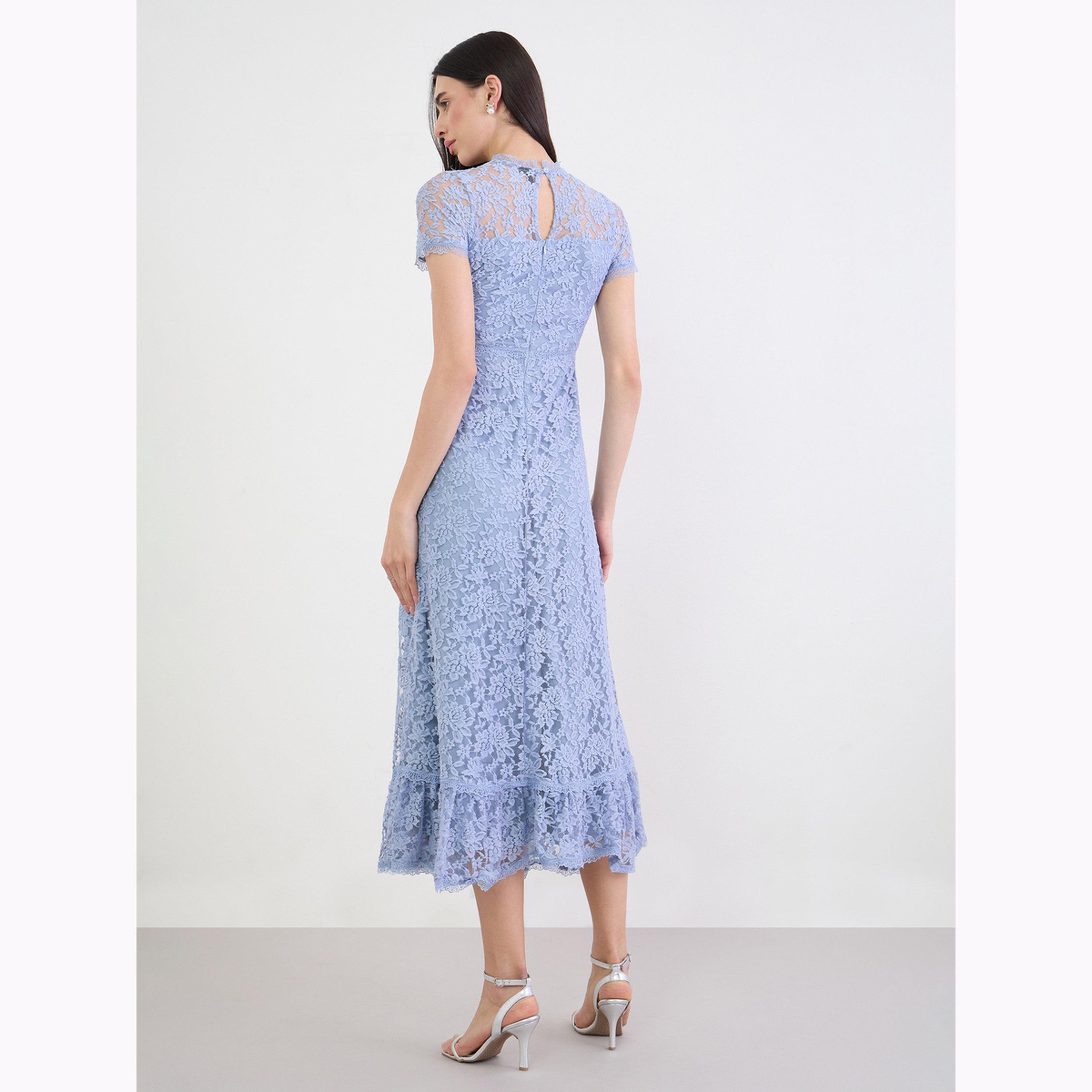 فستان طويل دانتيل بأكمام قصيرة-women-clothing-dresses-image-4