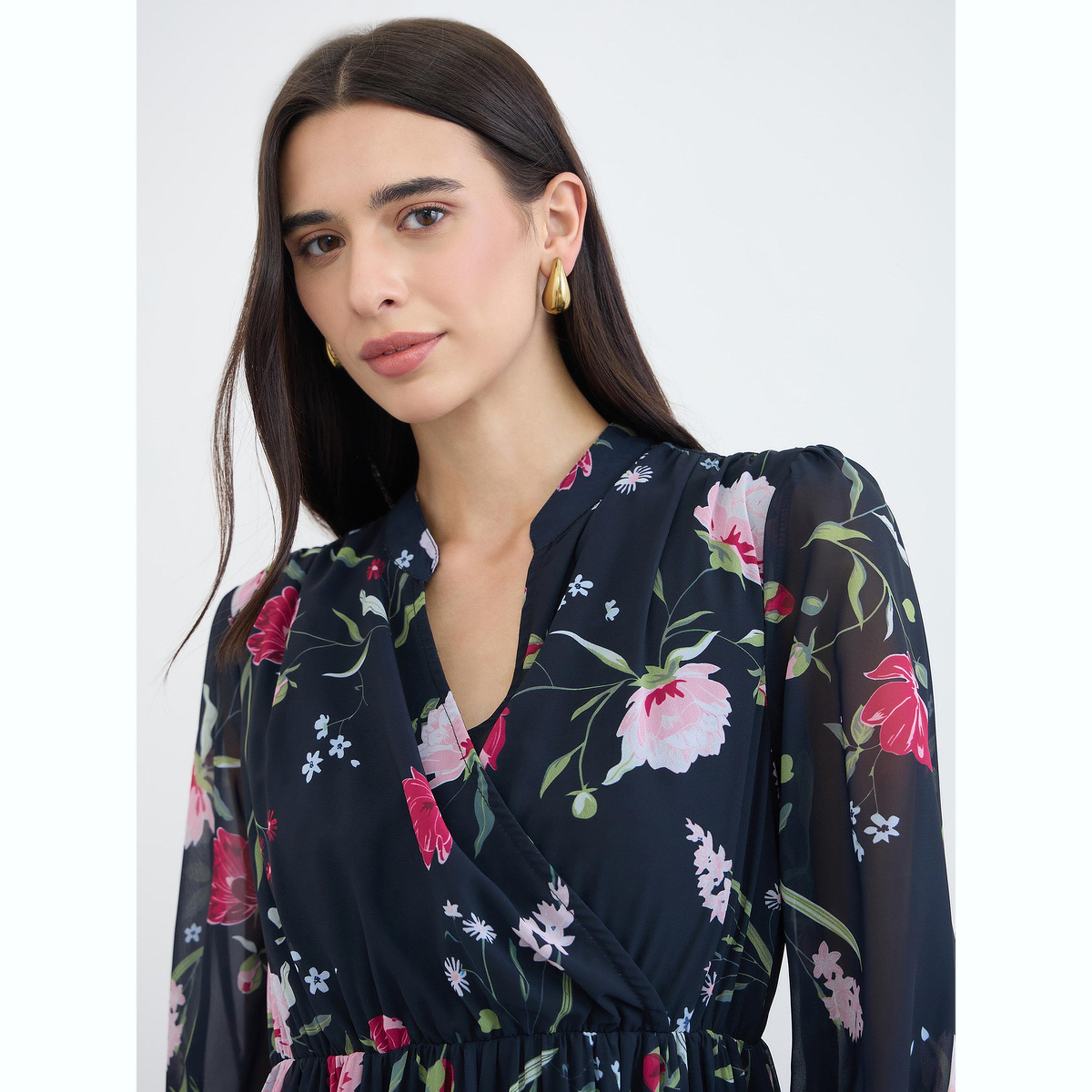 فستان طويل بأكمام طويلة ونقشة زهور أزرق داكن-women-clothing-dresses-image-4