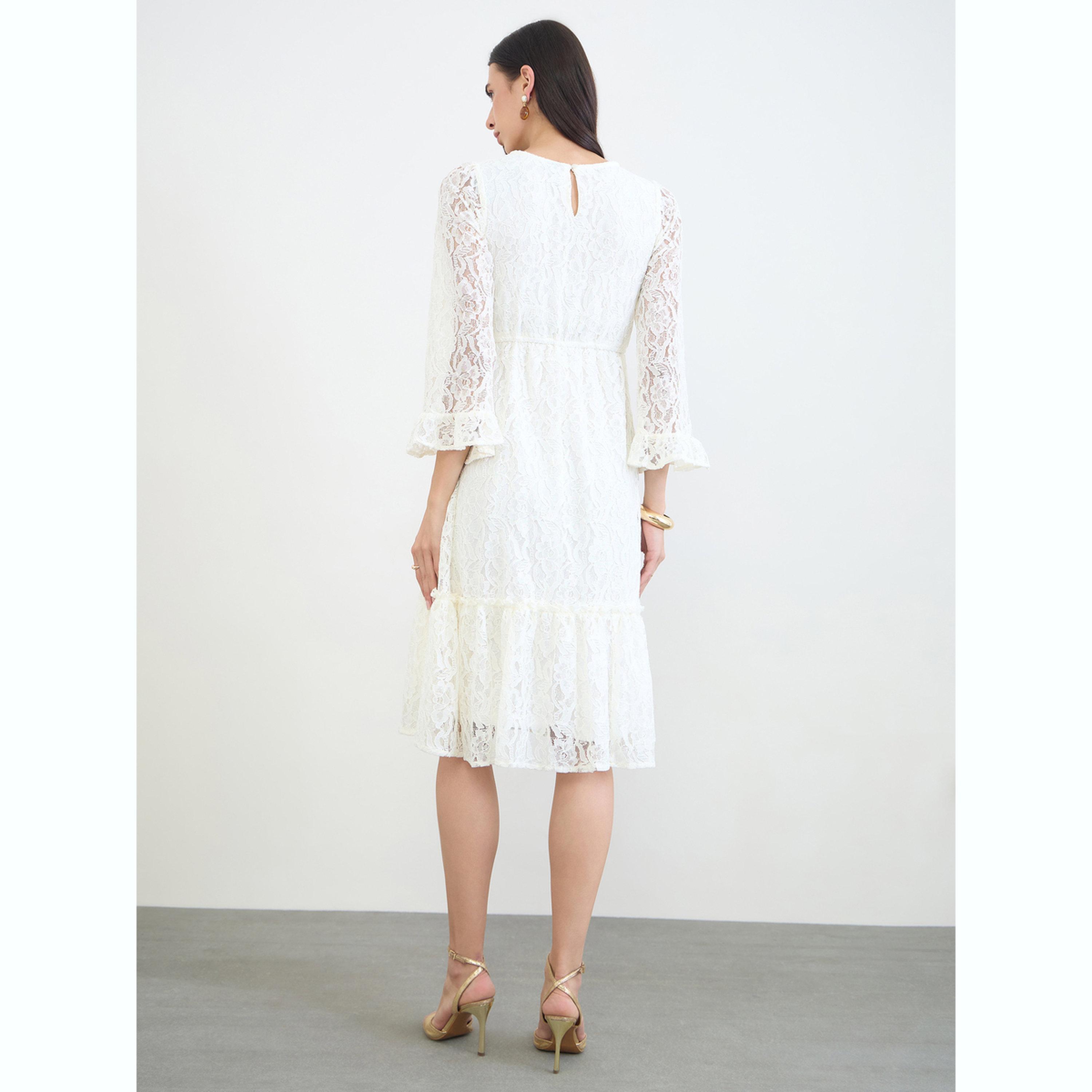 Styli Off White Lace Bell Sleeves A-Line Midi Dress-women-clothing-dresses-image-4