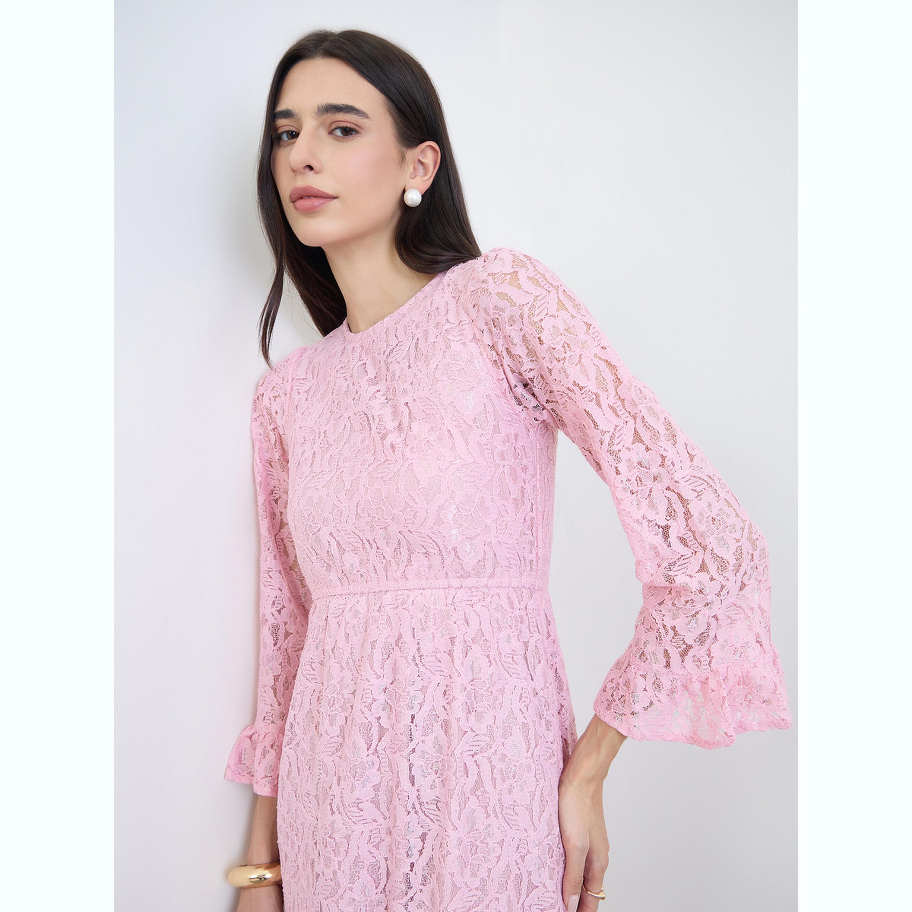 فستان ميدي بحافة واسعة وأكمام جرس دانتيل-women-clothing-dresses-image-3