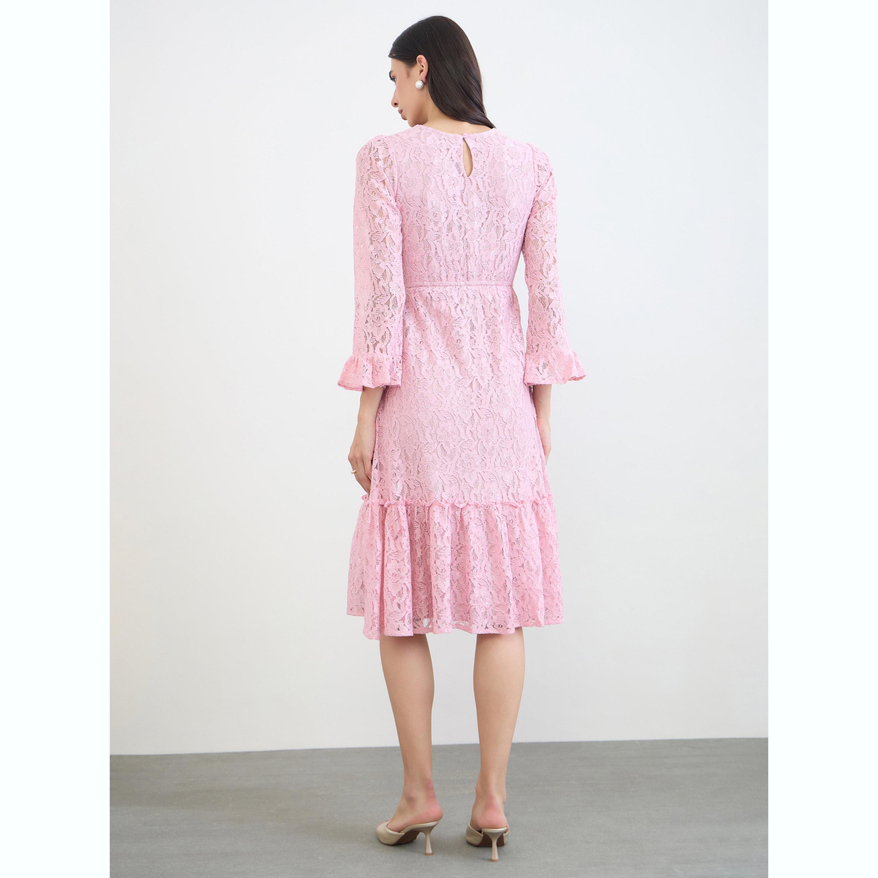 فستان ميدي بحافة واسعة وأكمام جرس دانتيل-women-clothing-dresses-image-4
