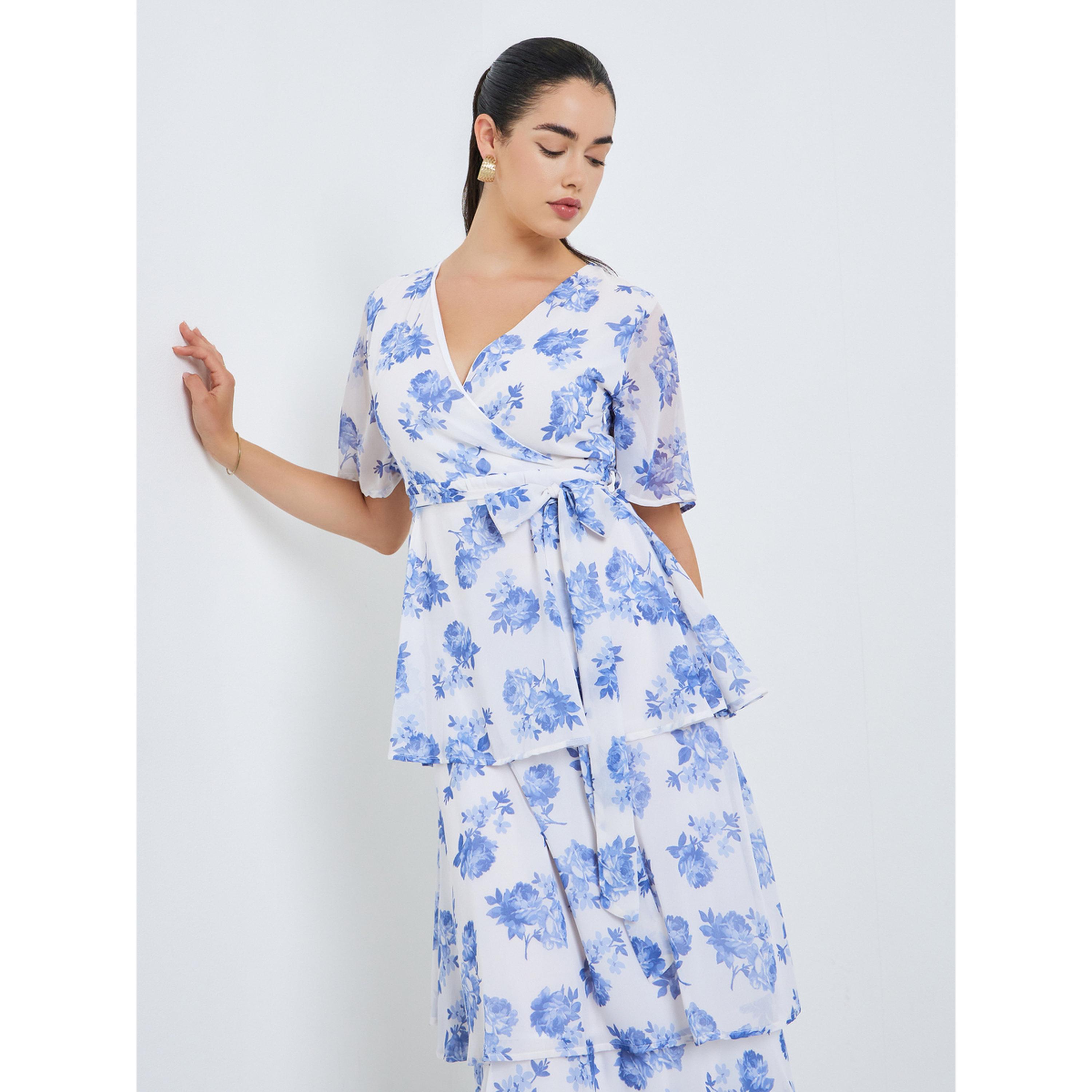 فستان طويل بطبعة زهور وكسرات-women-clothing-dresses-image-2