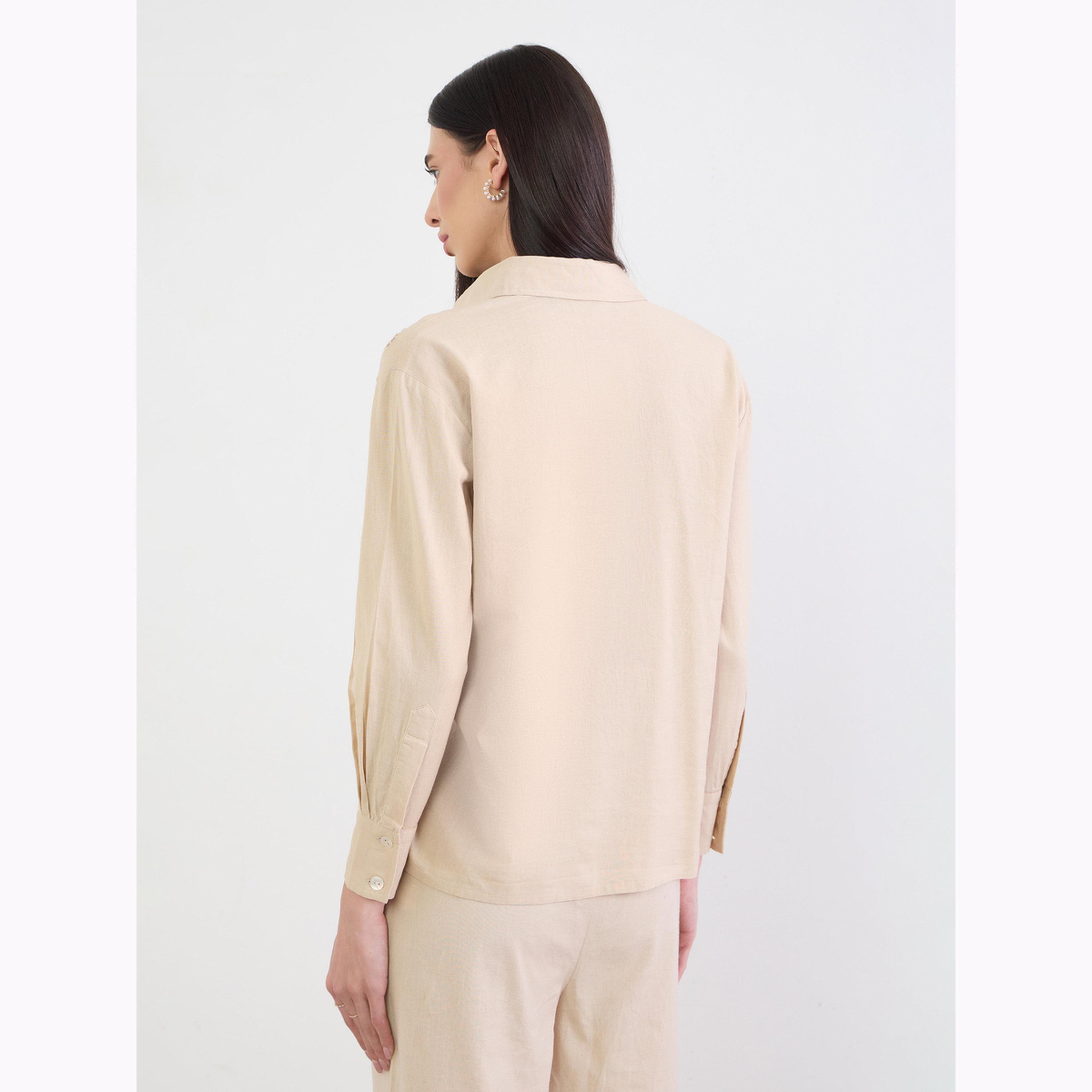 بلوزة واسعة بتفاصيل بارزة الملمس مع أزرار-women-clothing-shirtsandblouses-shirts-image-5