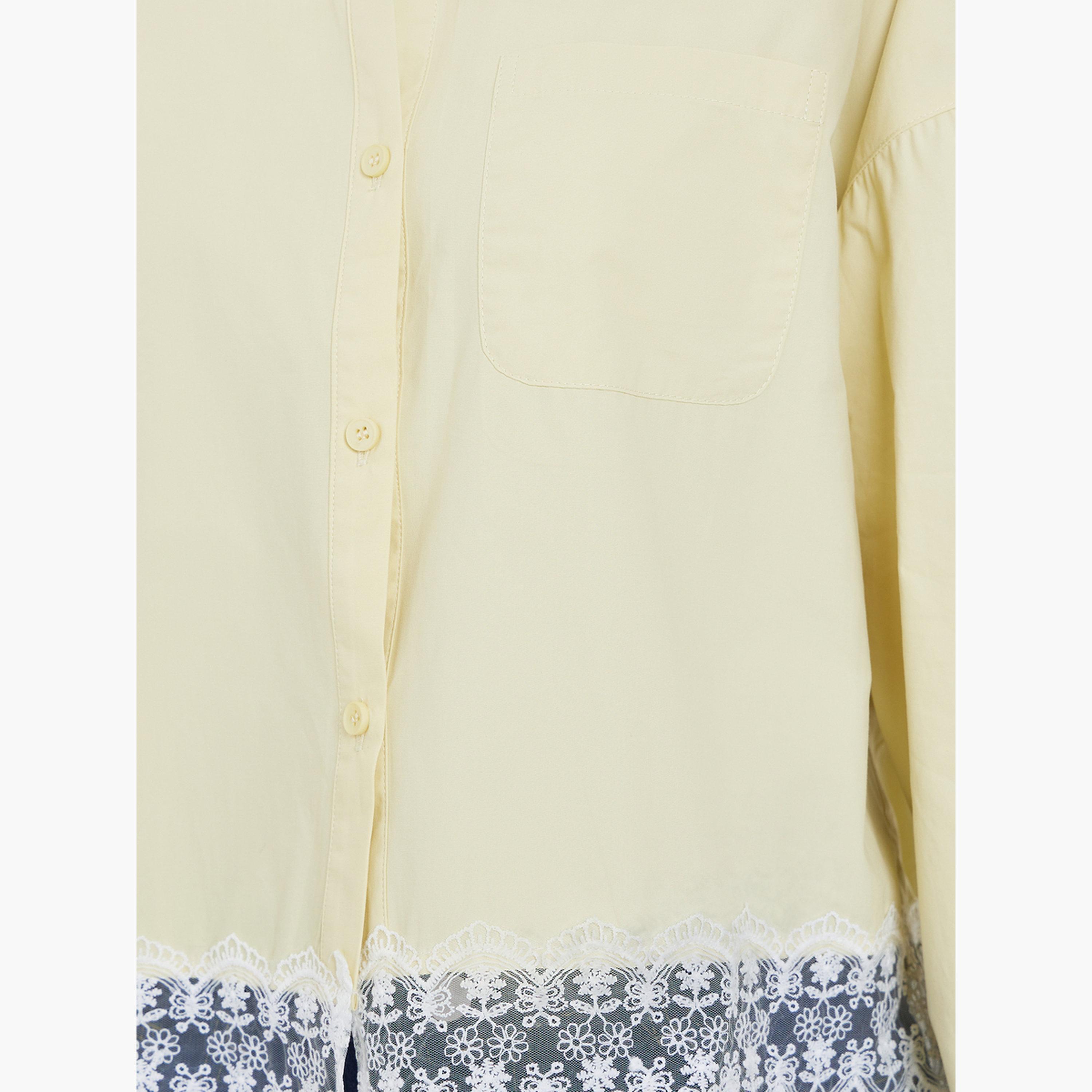 ستايلي - قميص أصفر بأكمام طويلة وحواف من الدانتيل-women-clothing-shirtsandblouses-shirts-image-3
