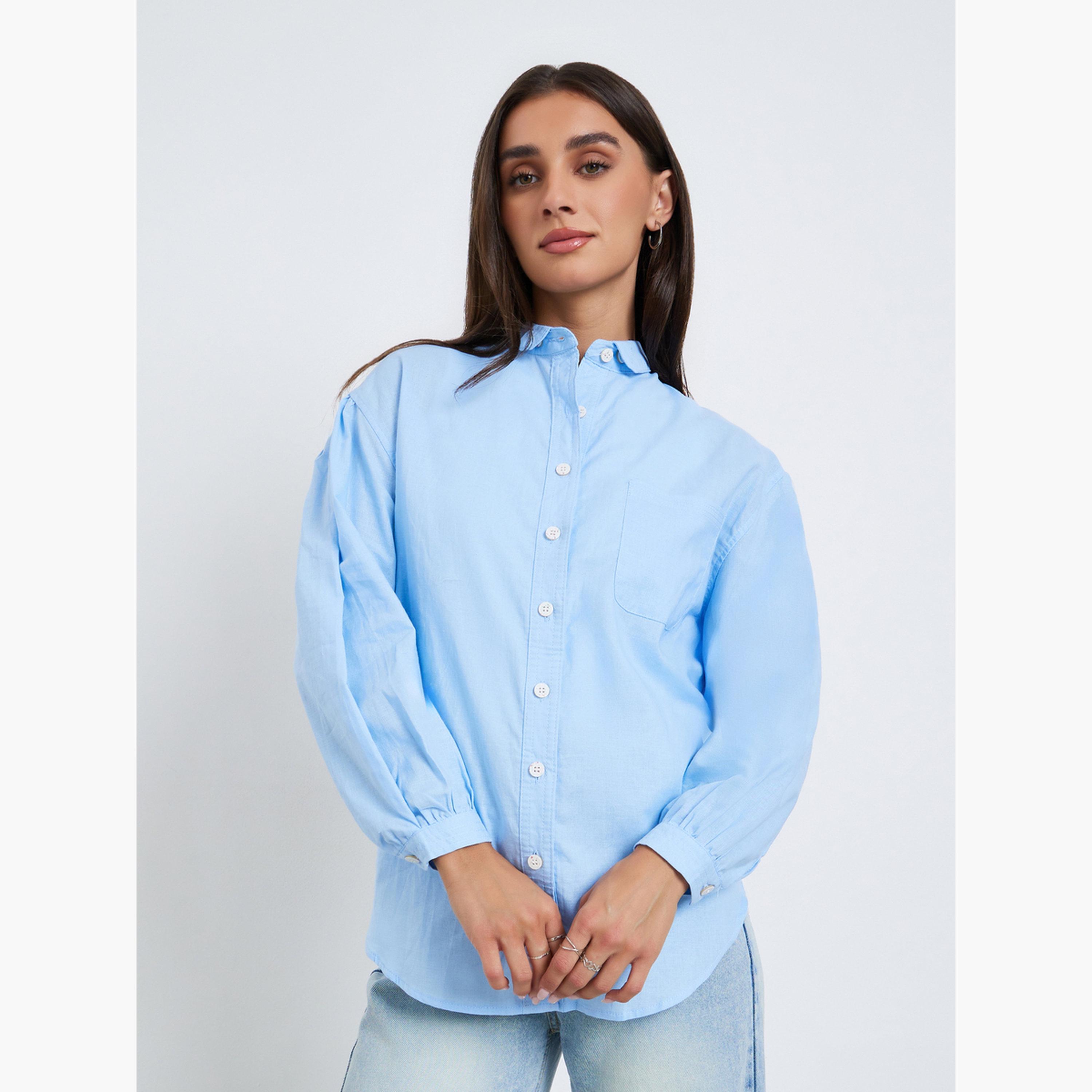 بلوزة كتان بقصة واسعة-women-clothing-shirtsandblouses-shirts-image-1