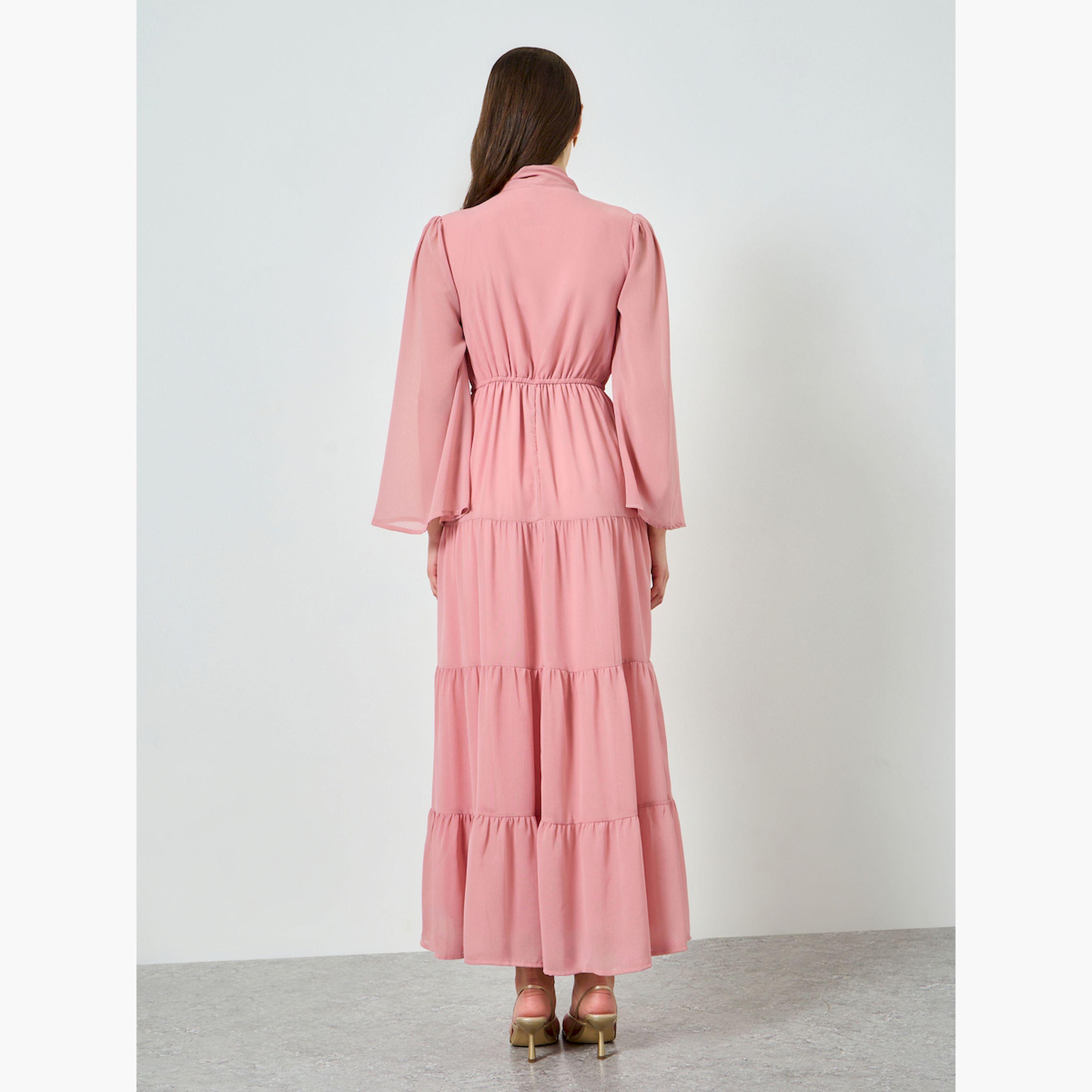 فستان طويل متعدد الطبقات برباط عنق-women-clothing-dresses-image-4