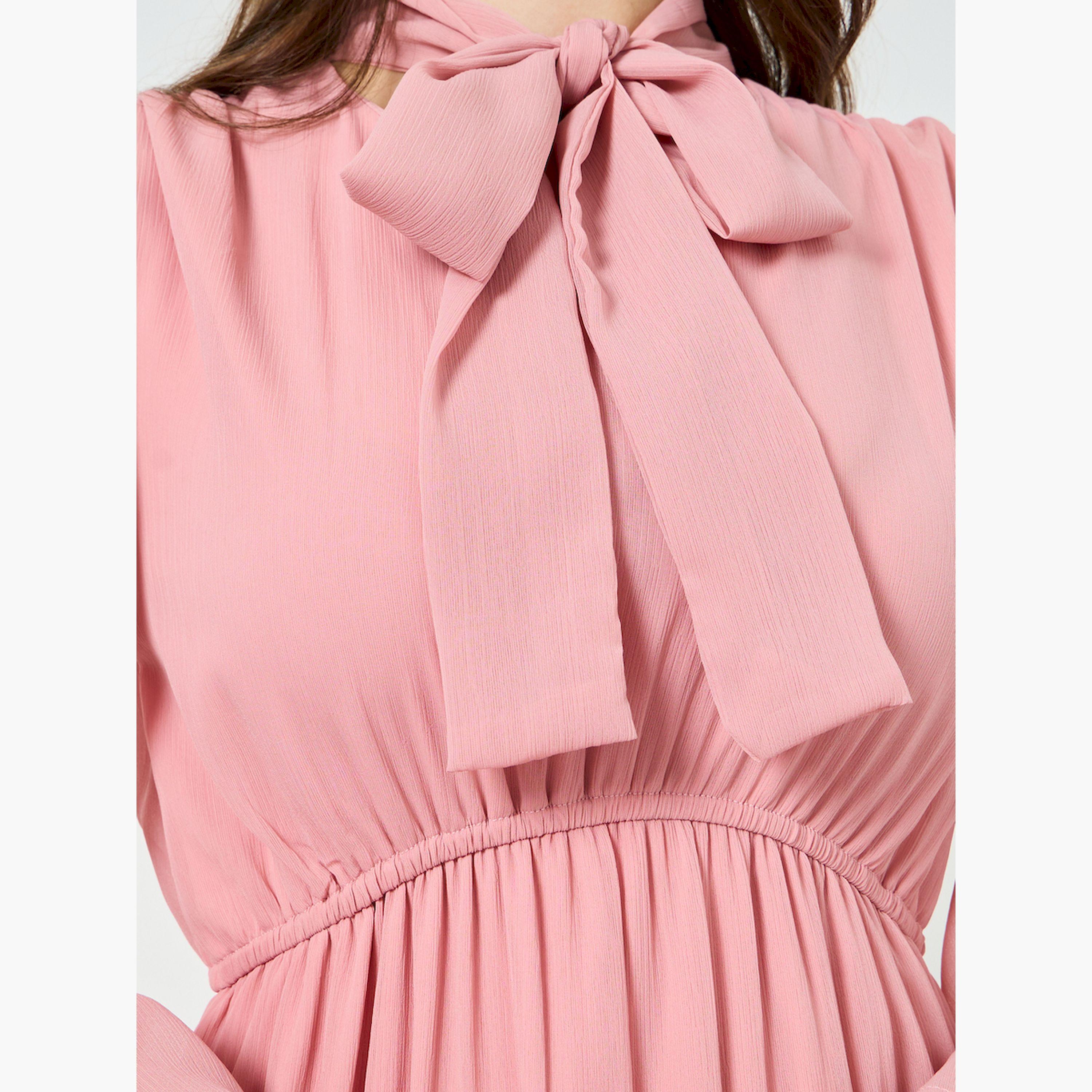 فستان طويل متعدد الطبقات برباط عنق-women-clothing-dresses-image-5