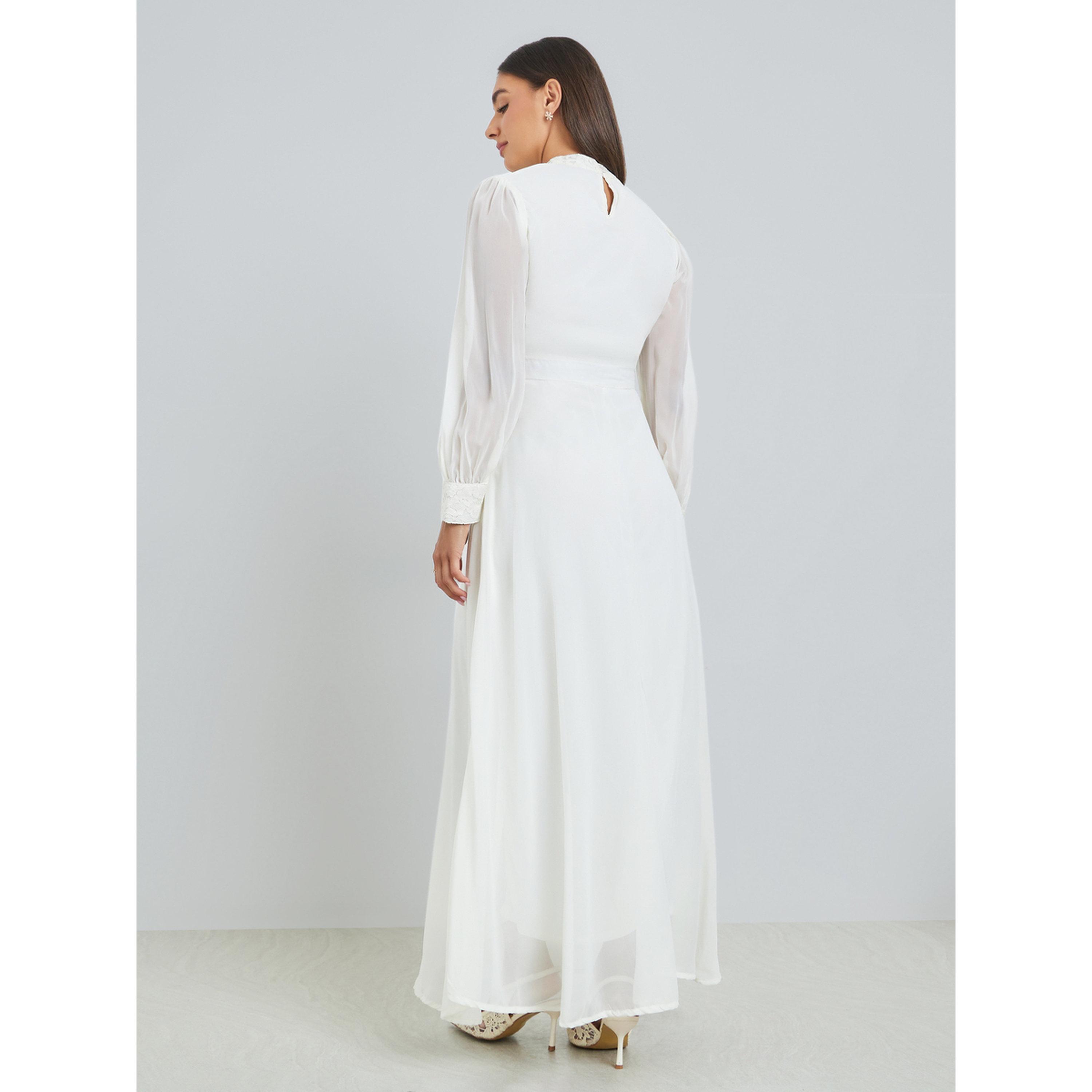 فستان طويل بتفاصيل دانتيل مع حزام-women-clothing-dresses-image-3