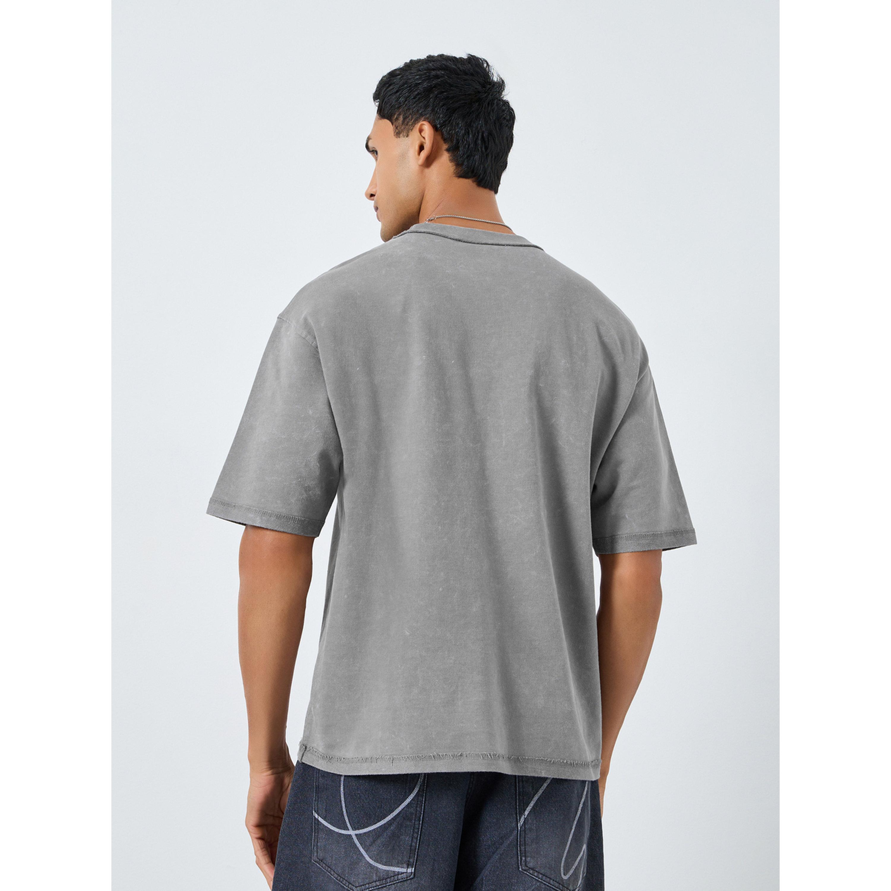 Styli Men Oversized Washed Frayed Hem Rib Terry T-Shirt-men-clothing-tshirtsandpolos-tshirts-image-4