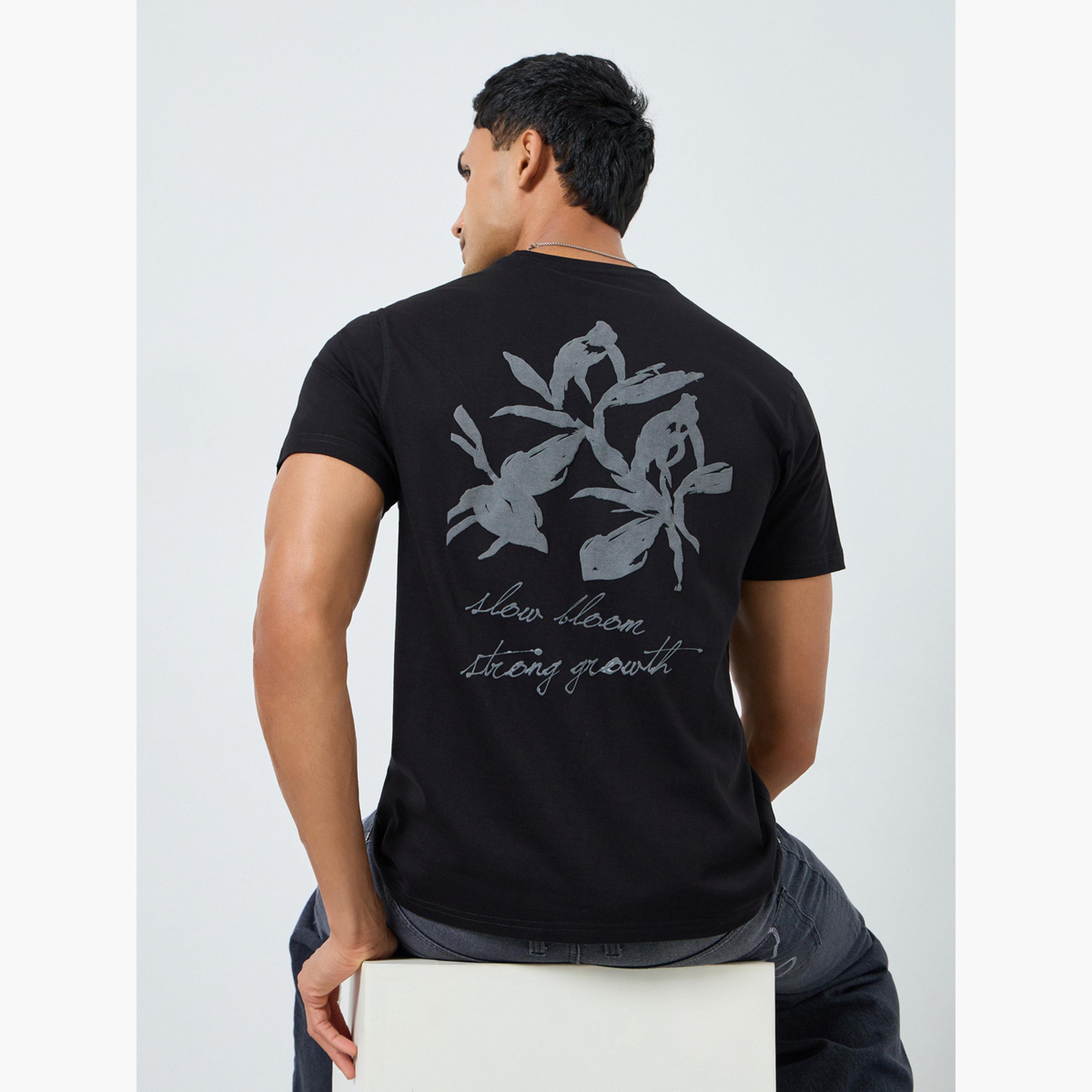 Styli Men Black Graphic Print Crew Neck T-Shirt-men-clothing-tshirtsandpolos-tshirts-image-3