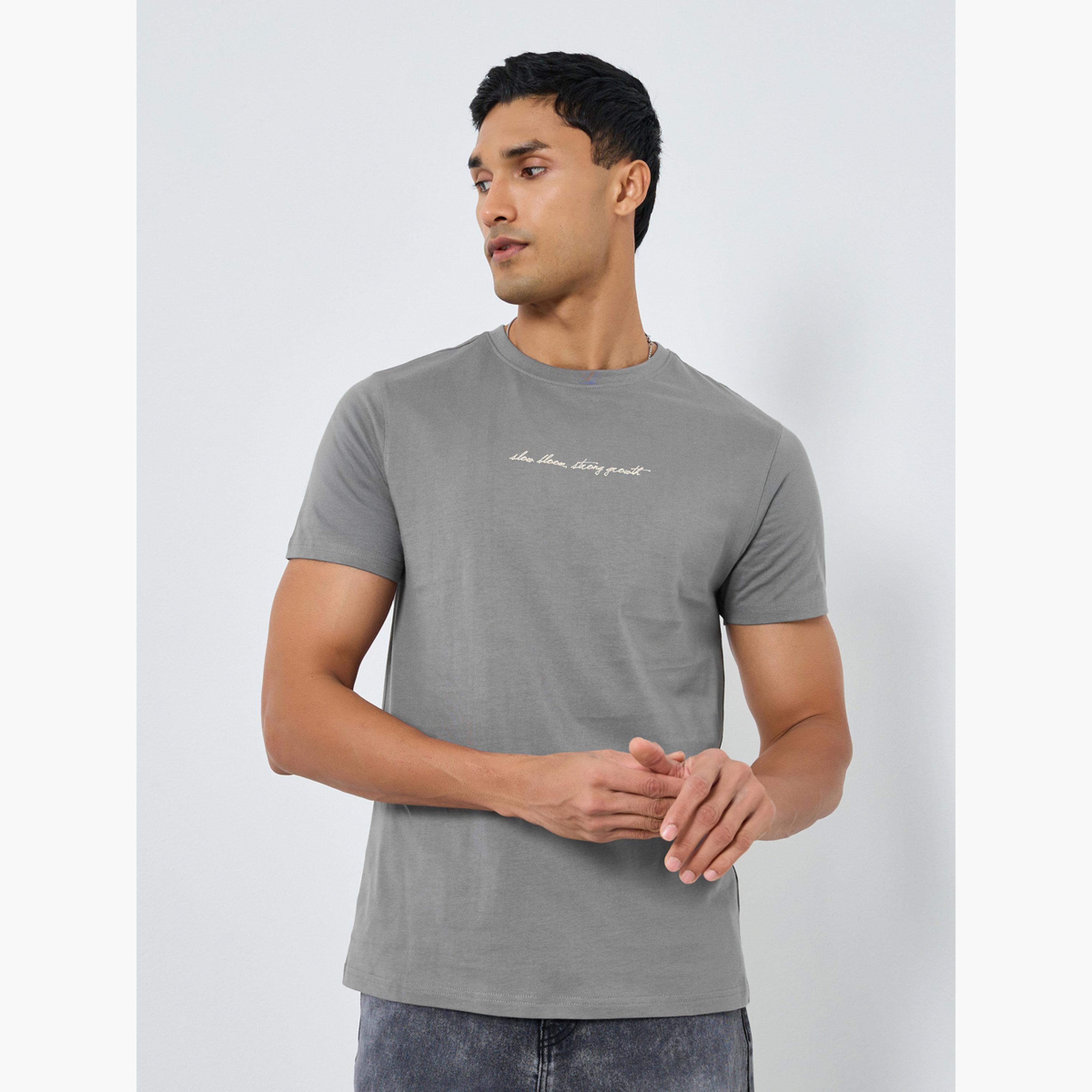 Styli Men Grey Graphic Print Crew Neck T-Shirt-men-clothing-tshirtsandpolos-tshirts-image-1