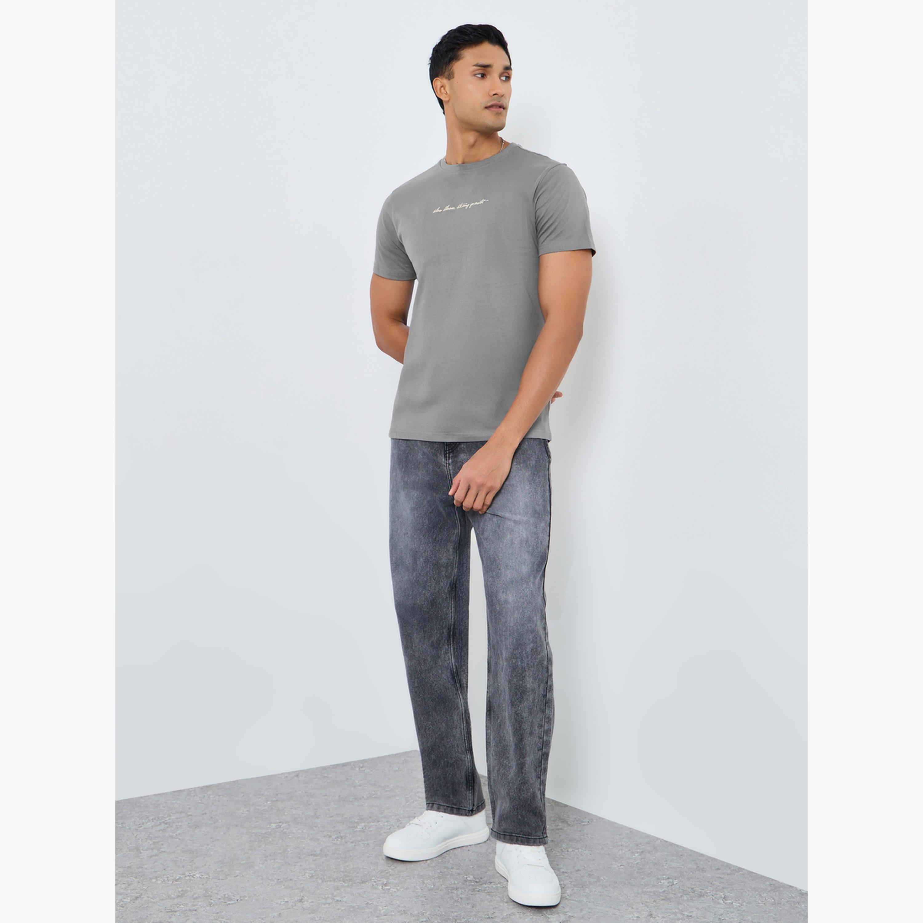 Styli Men Grey Graphic Print Crew Neck T-Shirt-men-clothing-tshirtsandpolos-tshirts-image-2