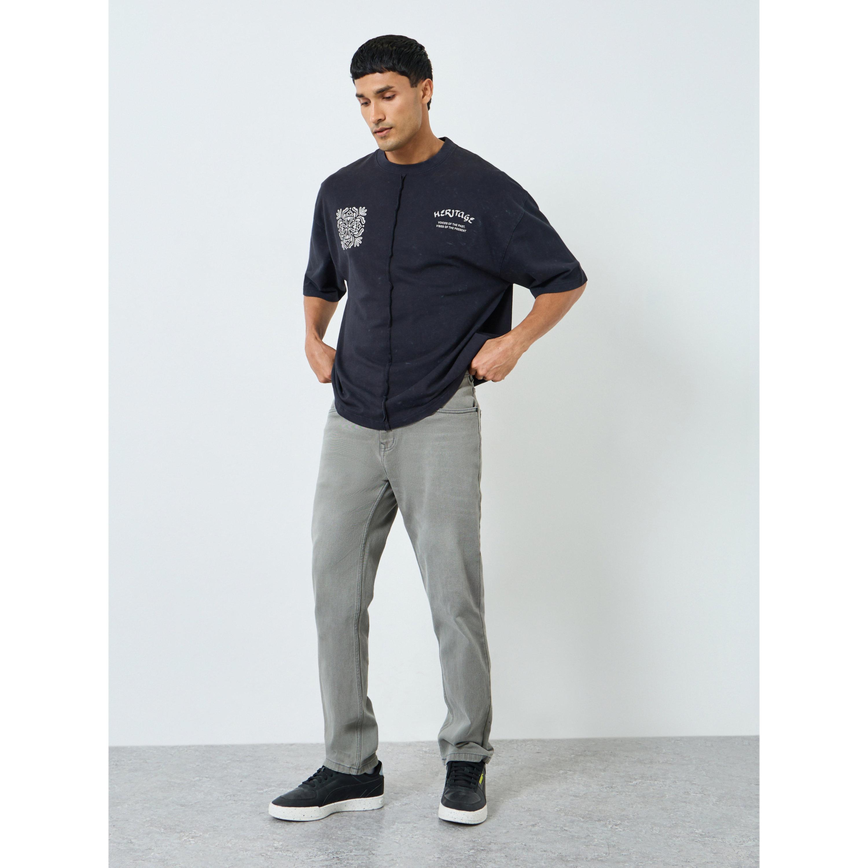 Styli Men Black Boxy Acid Wash Graphic Print T-Shirt-men-clothing-tshirtsandpolos-tshirts-image-2