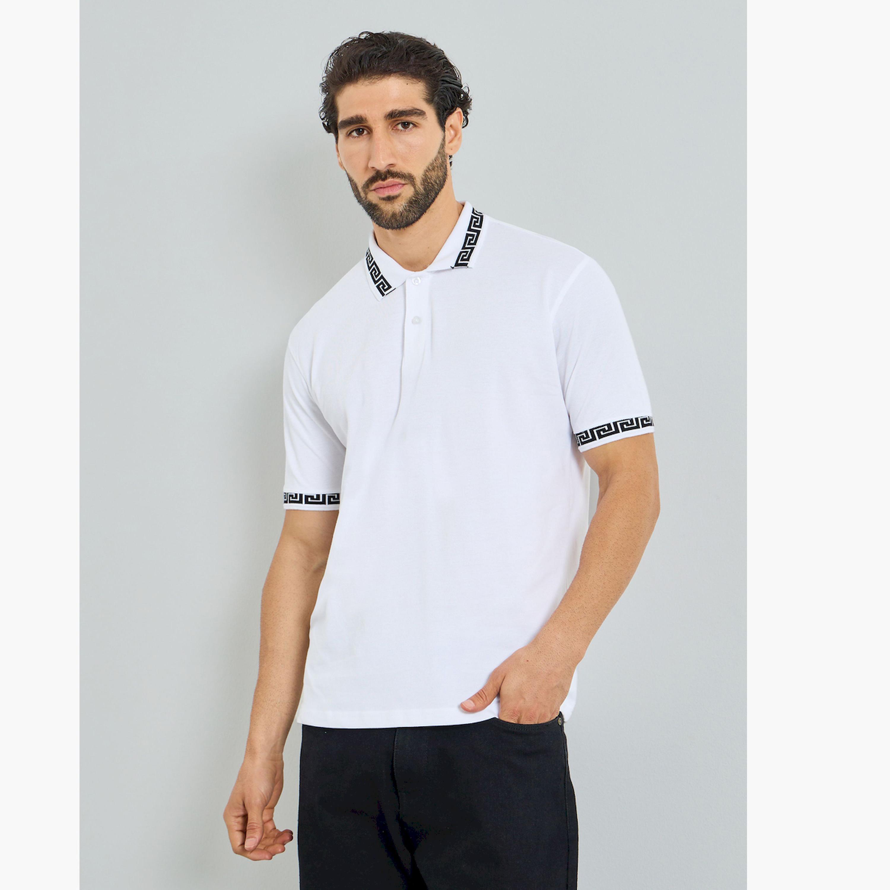 تيشيرت بولو بقصة مريحة وتفاصيل جاكار-men-clothing-tshirtsandpolos-polos-image-1