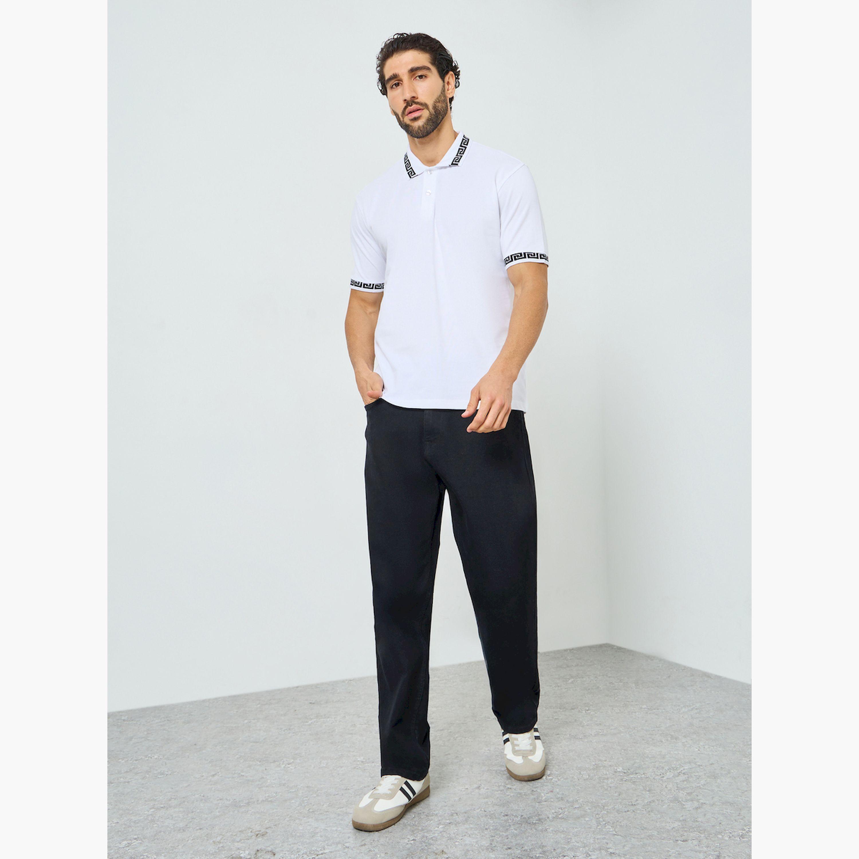 Styli Men White Jacquard Relaxed Fit Pique Polo-men-clothing-tshirtsandpolos-polos-image-2