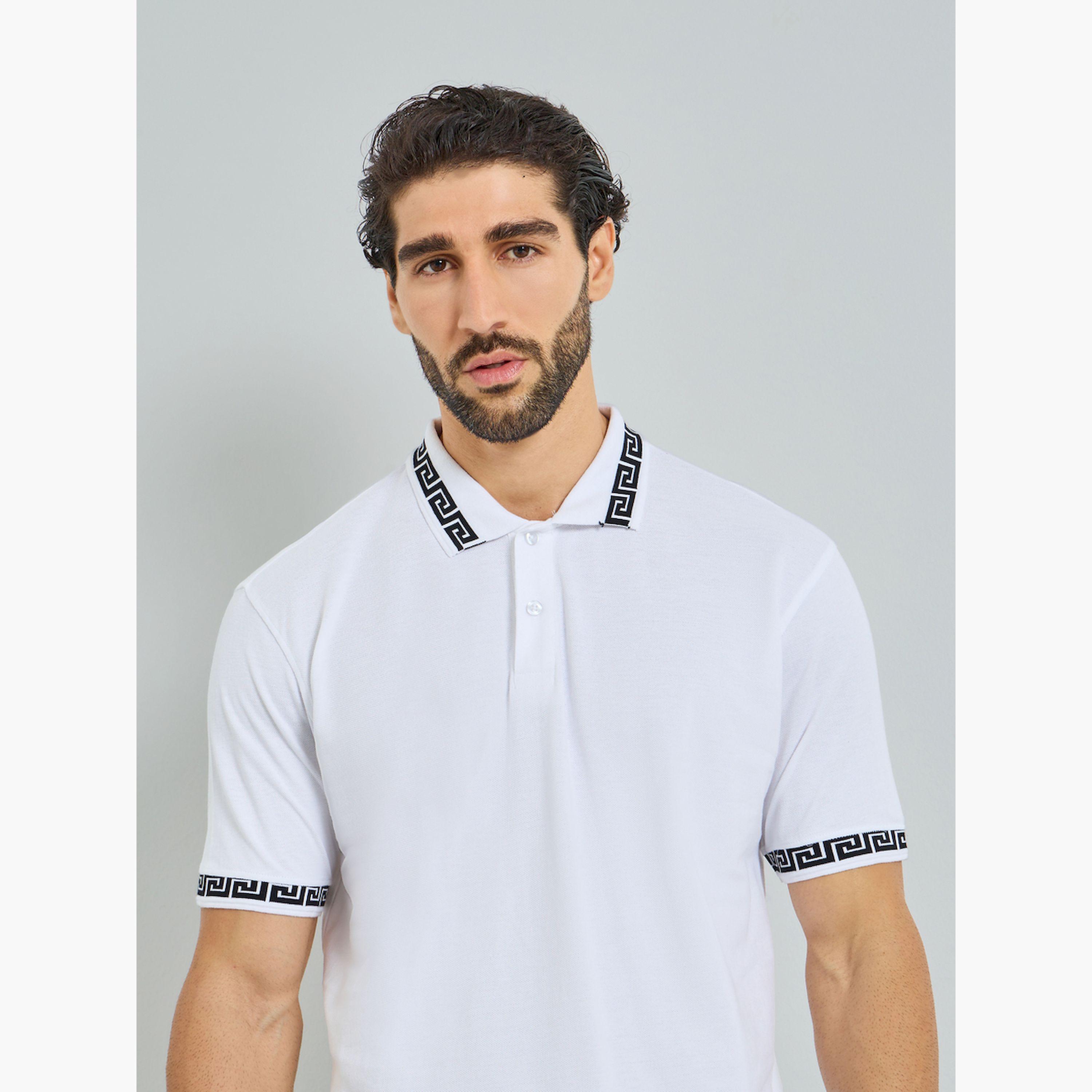 Styli Men White Jacquard Relaxed Fit Pique Polo-men-clothing-tshirtsandpolos-polos-image-3
