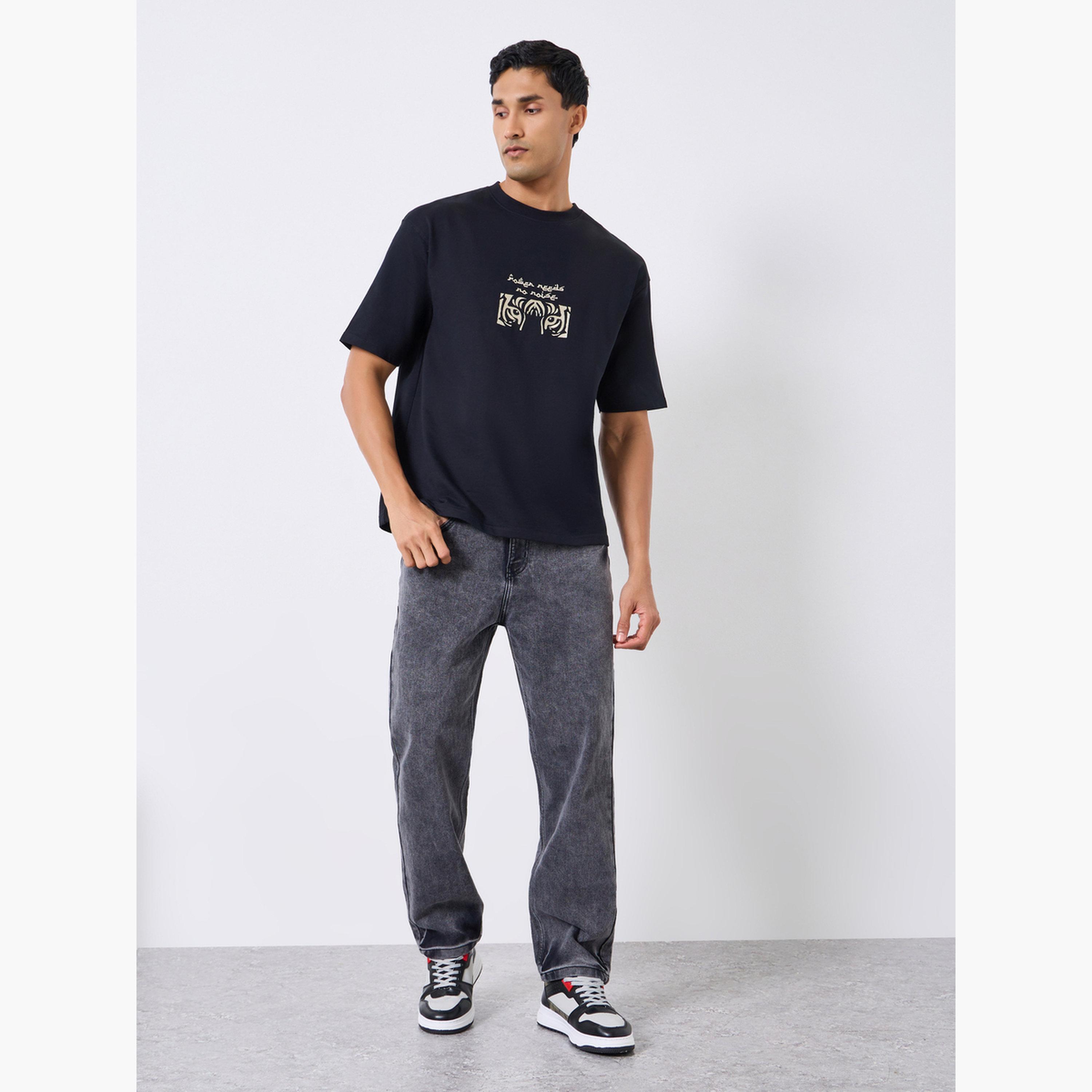 Styli Men Black Graphic Embroidery Oversized T-Shirt-men-clothing-tshirtsandpolos-tshirts-image-2
