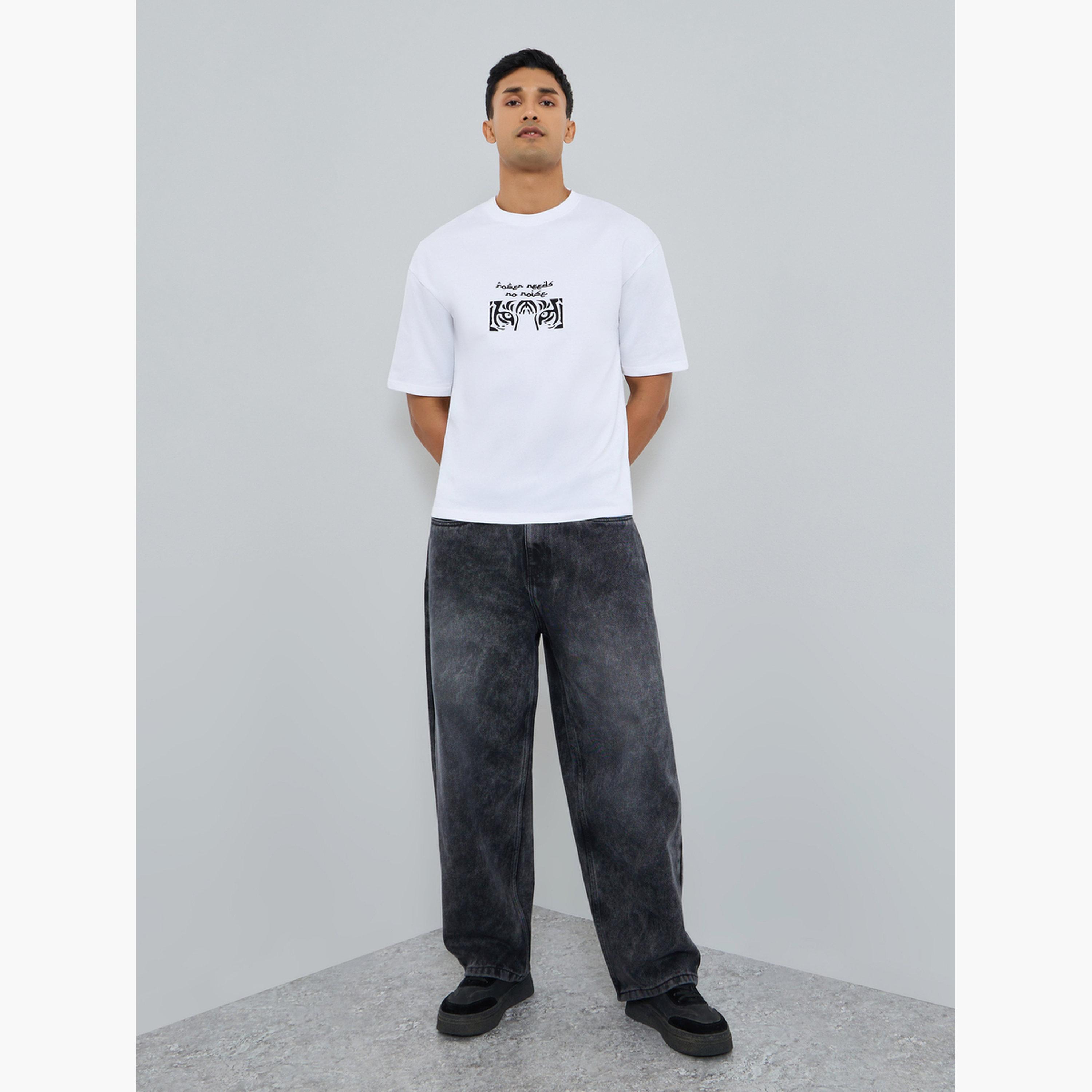 Styli Men White Tiger Embroidery Oversized T-Shirt-men-clothing-tshirtsandpolos-tshirts-image-2