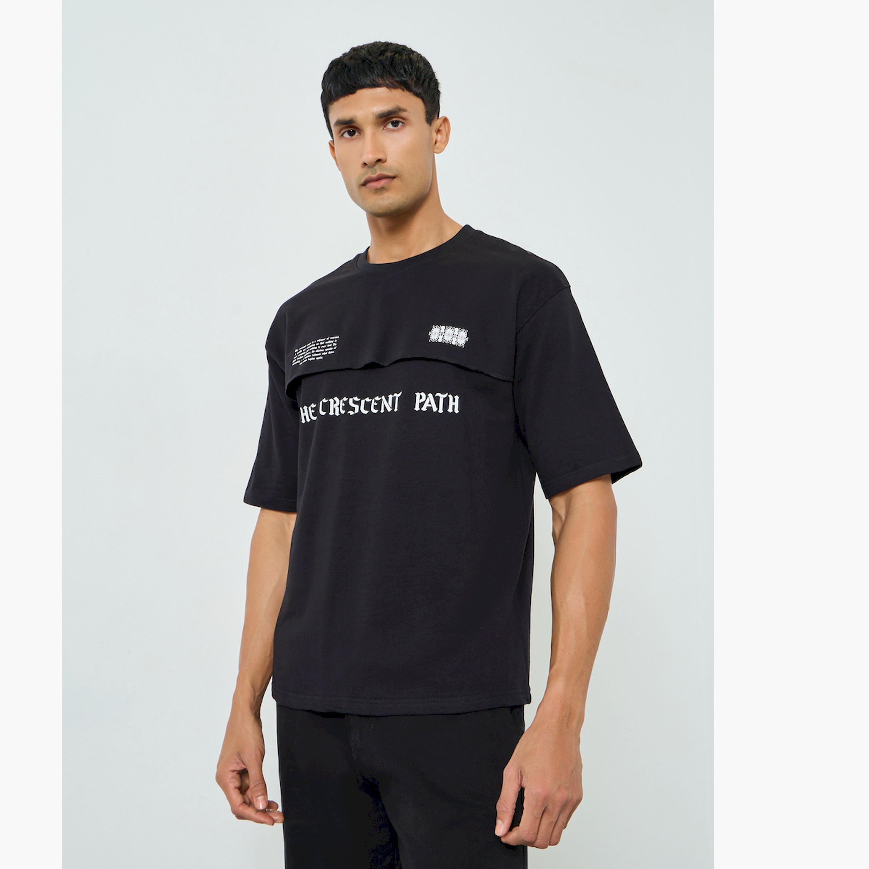 Styli Men Black Graphic Print Oversized T-Shirt-men-clothing-tshirtsandpolos-tshirts-image-1