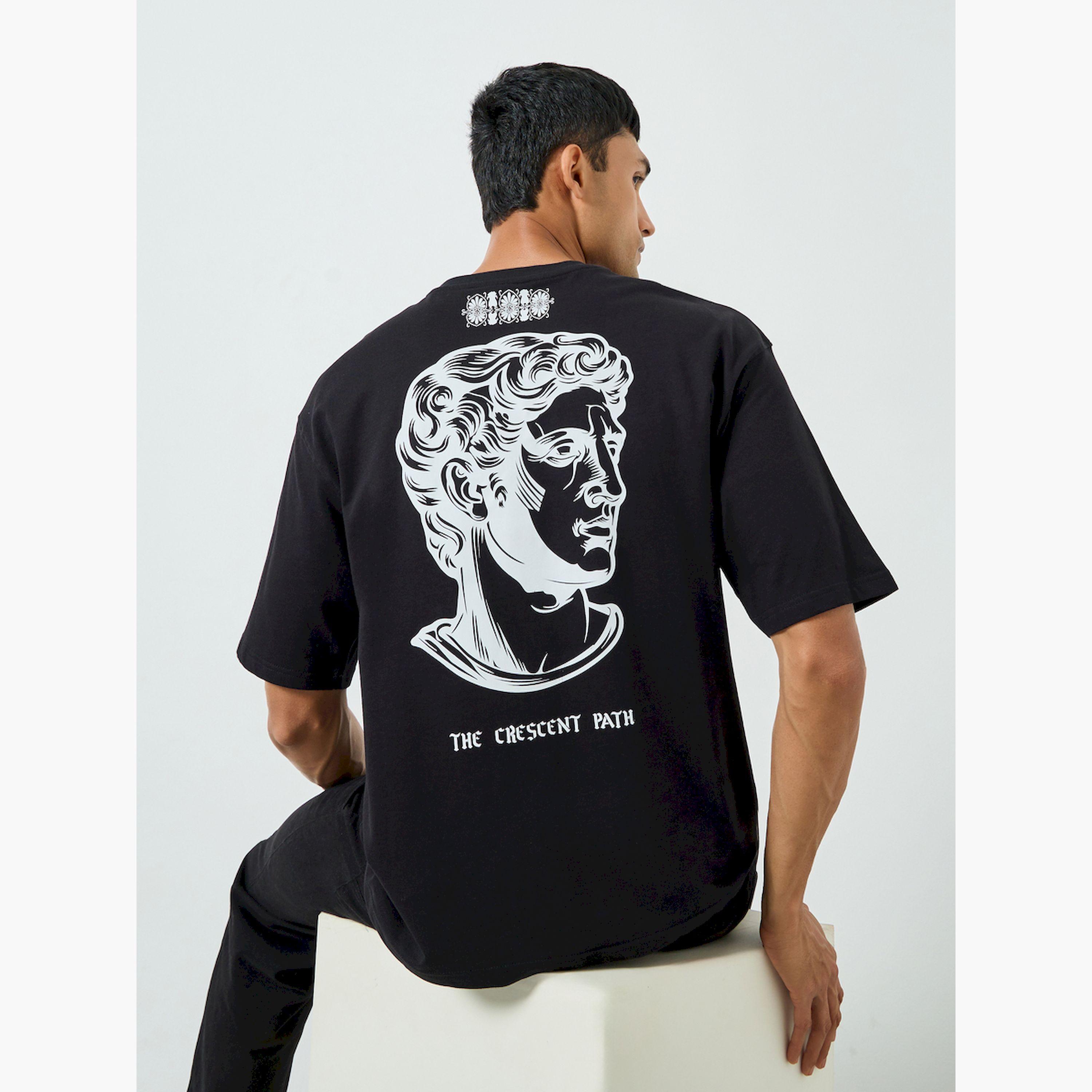 Styli Men Black Graphic Print Oversized T-Shirt-men-clothing-tshirtsandpolos-tshirts-image-3