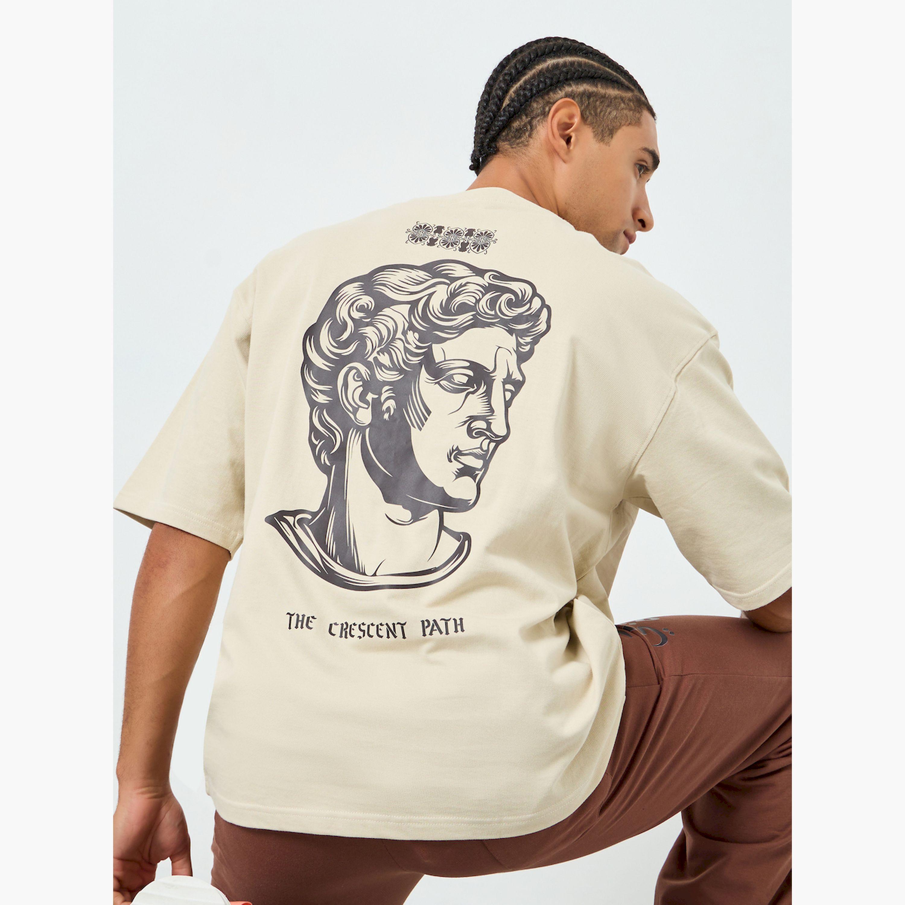 Styli Men Beige Graphic Print Oversized T-Shirt-men-clothing-tshirtsandpolos-tshirts-image-3