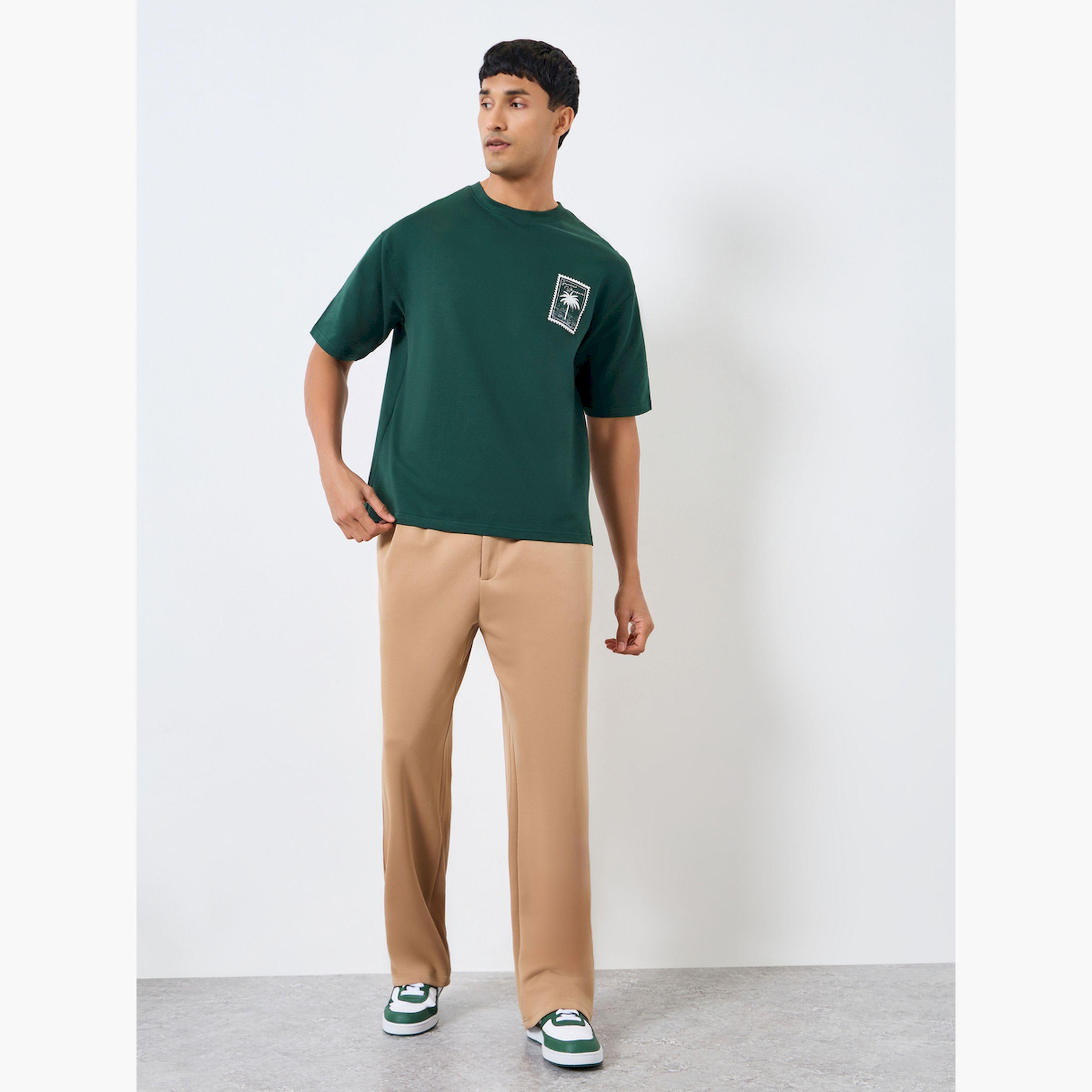 Styli Men Green Graphic Print Oversized T-Shirt-men-clothing-tshirtsandpolos-tshirts-image-2