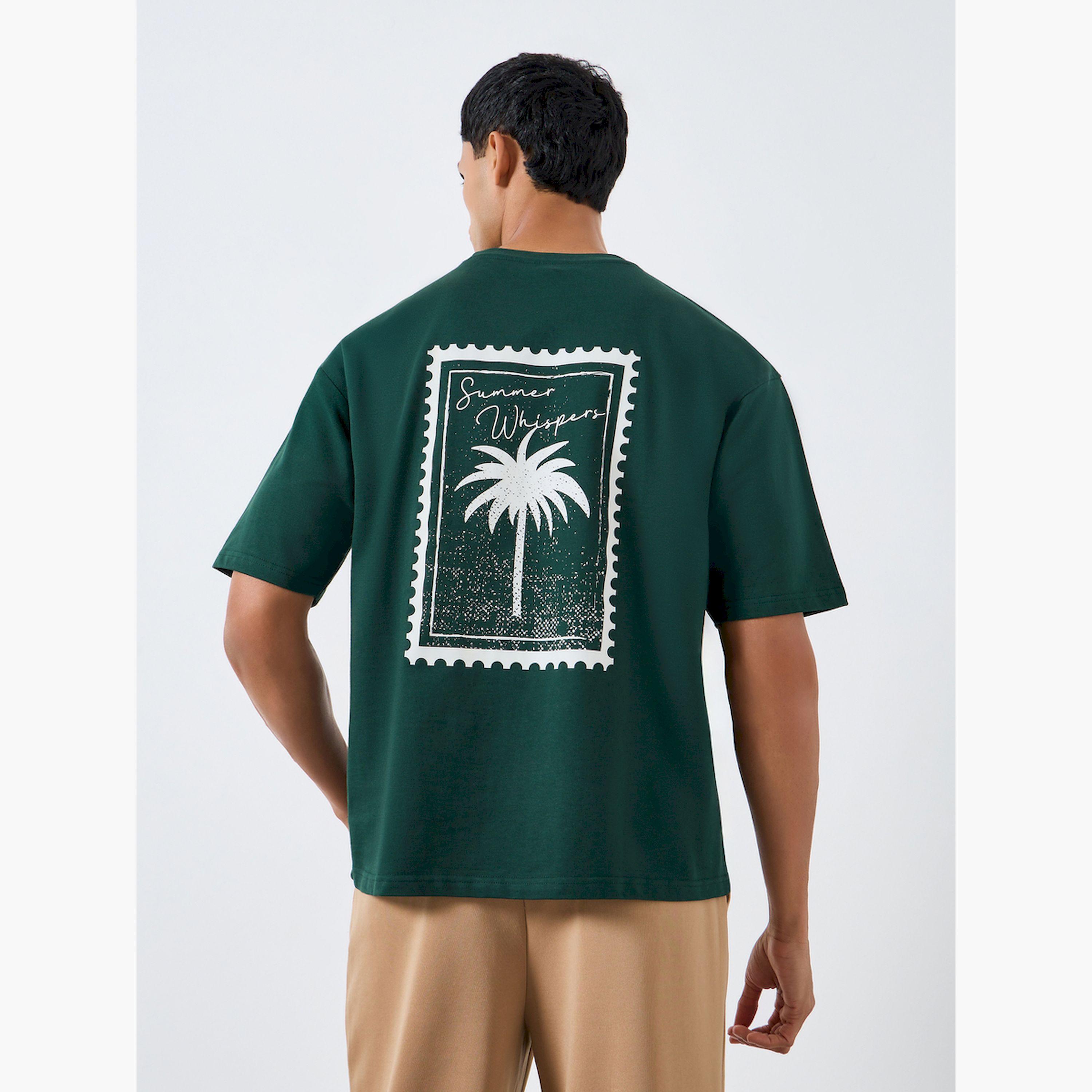 Styli Men Green Graphic Print Oversized T-Shirt-men-clothing-tshirtsandpolos-tshirts-image-3