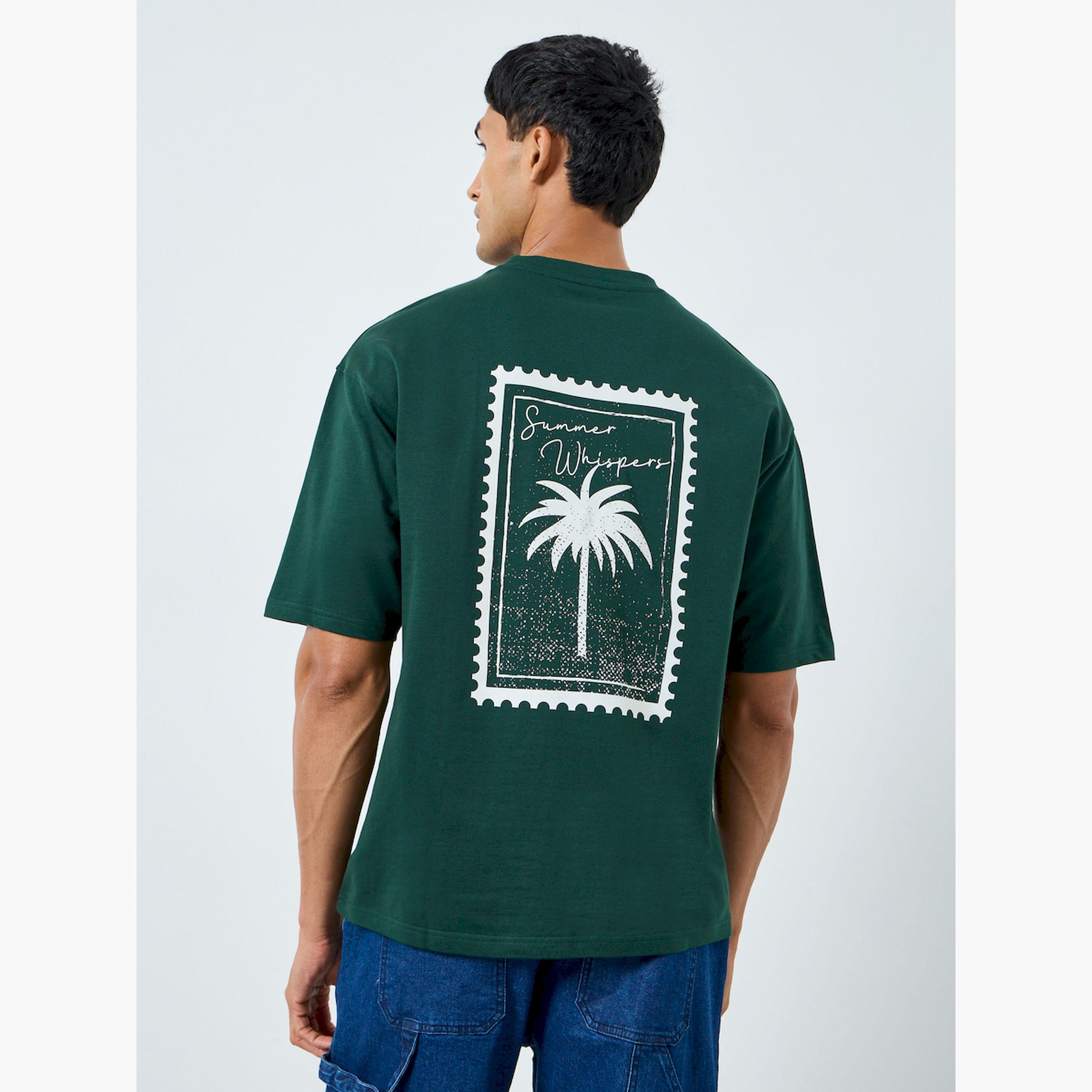 Styli Men Green Graphic Print Oversized T-Shirt-men-clothing-tshirtsandpolos-tshirts-image-4