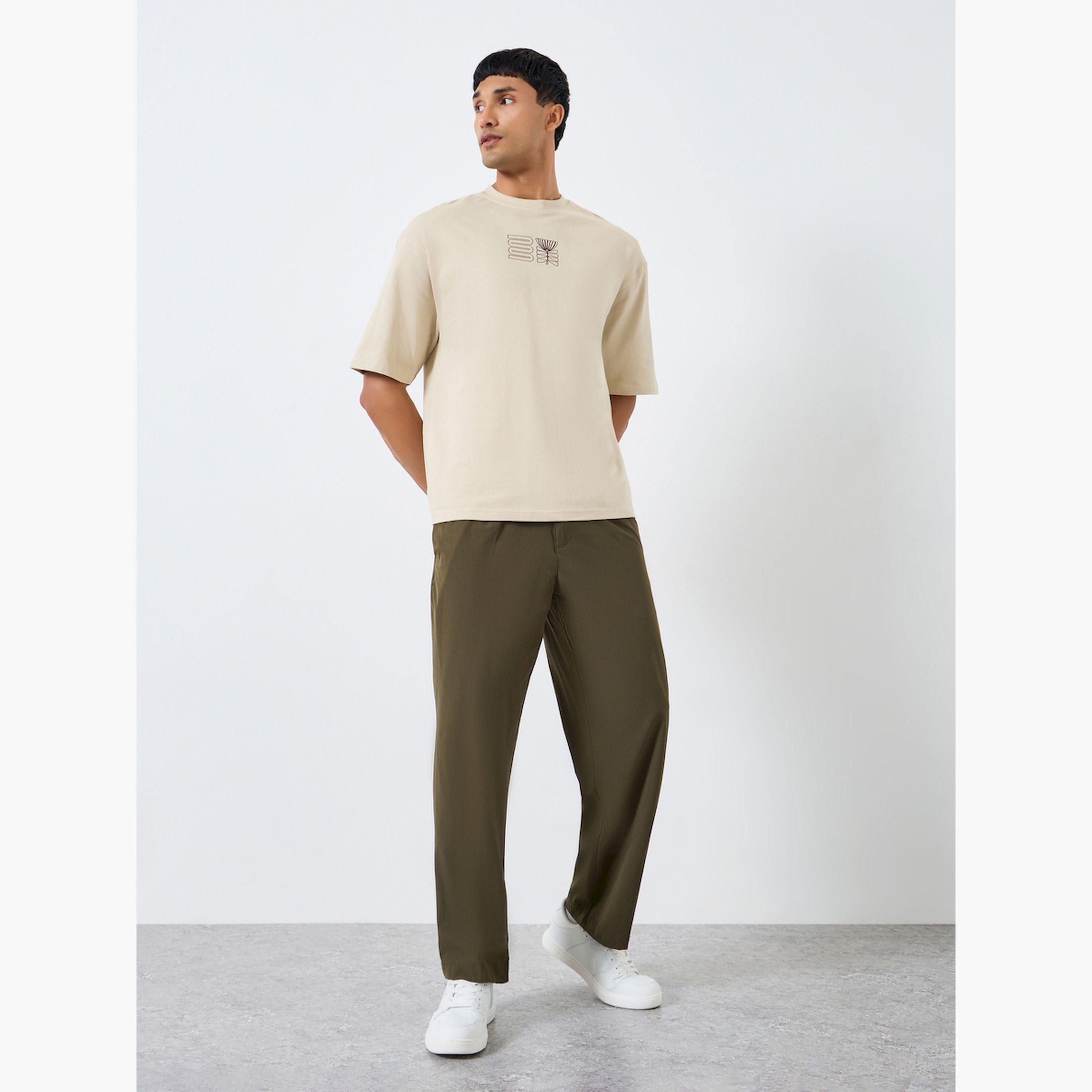 Styli Men Beige Graphic Print Oversized T-Shirt-men-clothing-tshirtsandpolos-tshirts-image-2