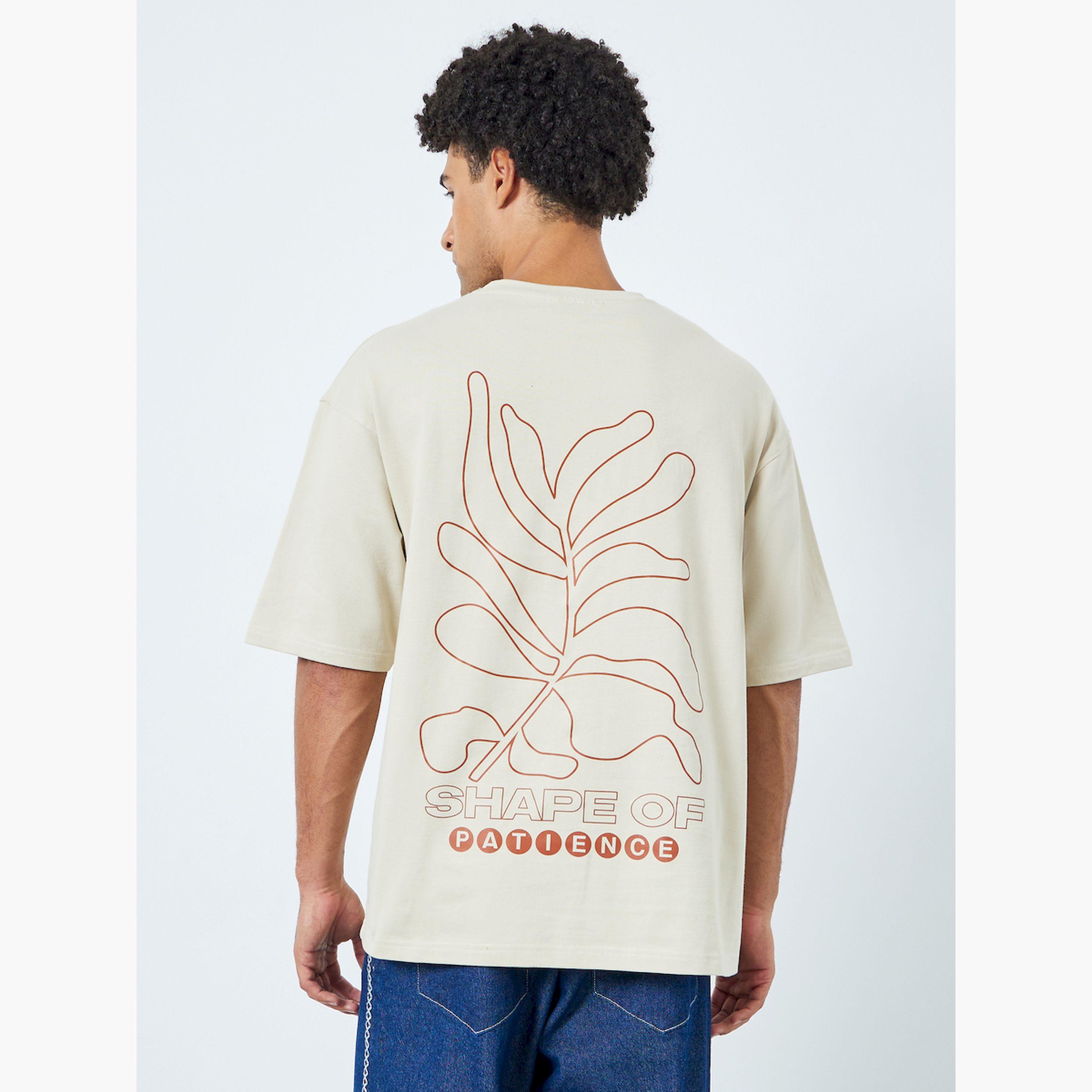 Styli Men Beige Graphic Print Oversized T-Shirt-men-clothing-tshirtsandpolos-tshirts-image-4