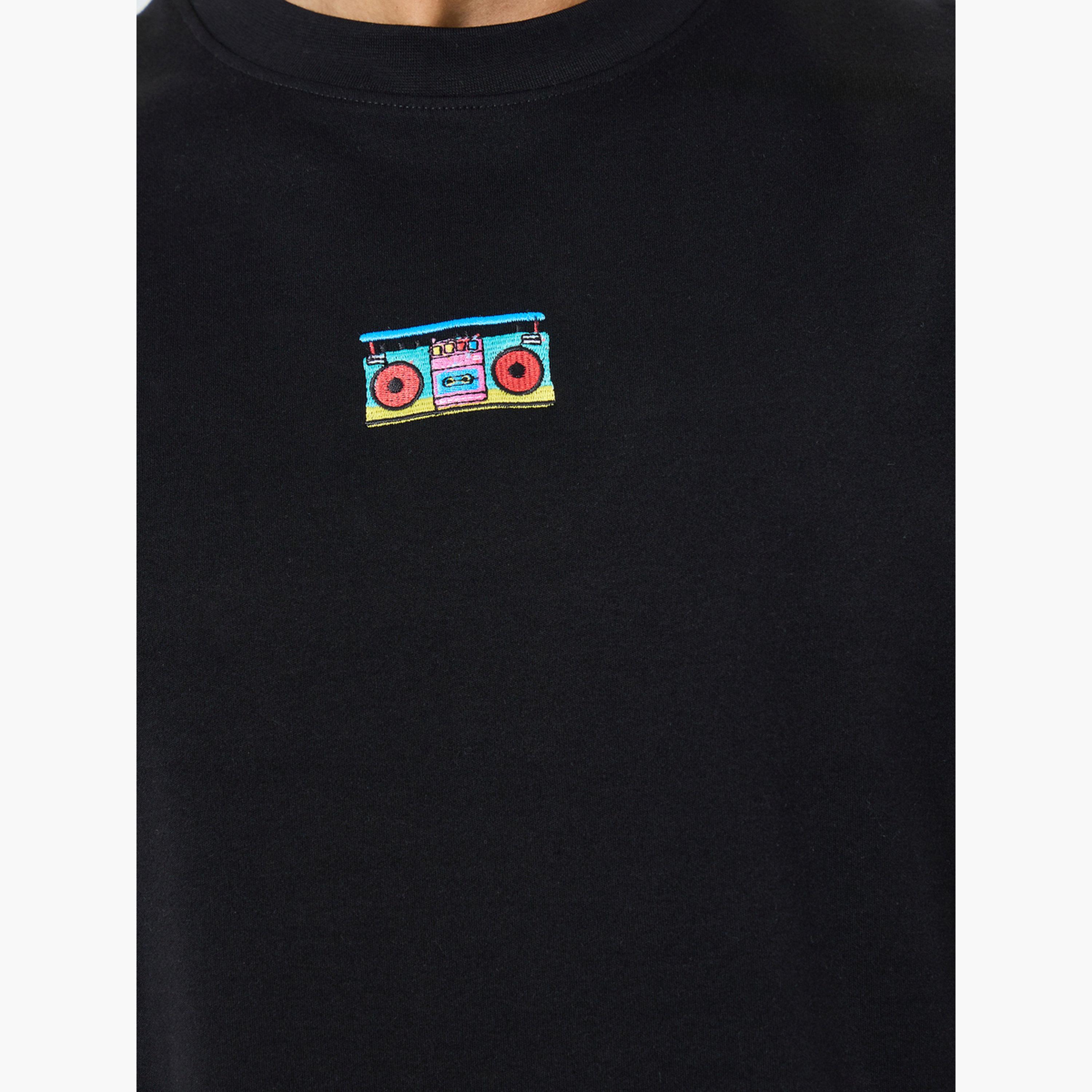 Styli Men Black Oversized Embroidered T-Shirt-men-clothing-tshirtsandpolos-tshirts-image-4