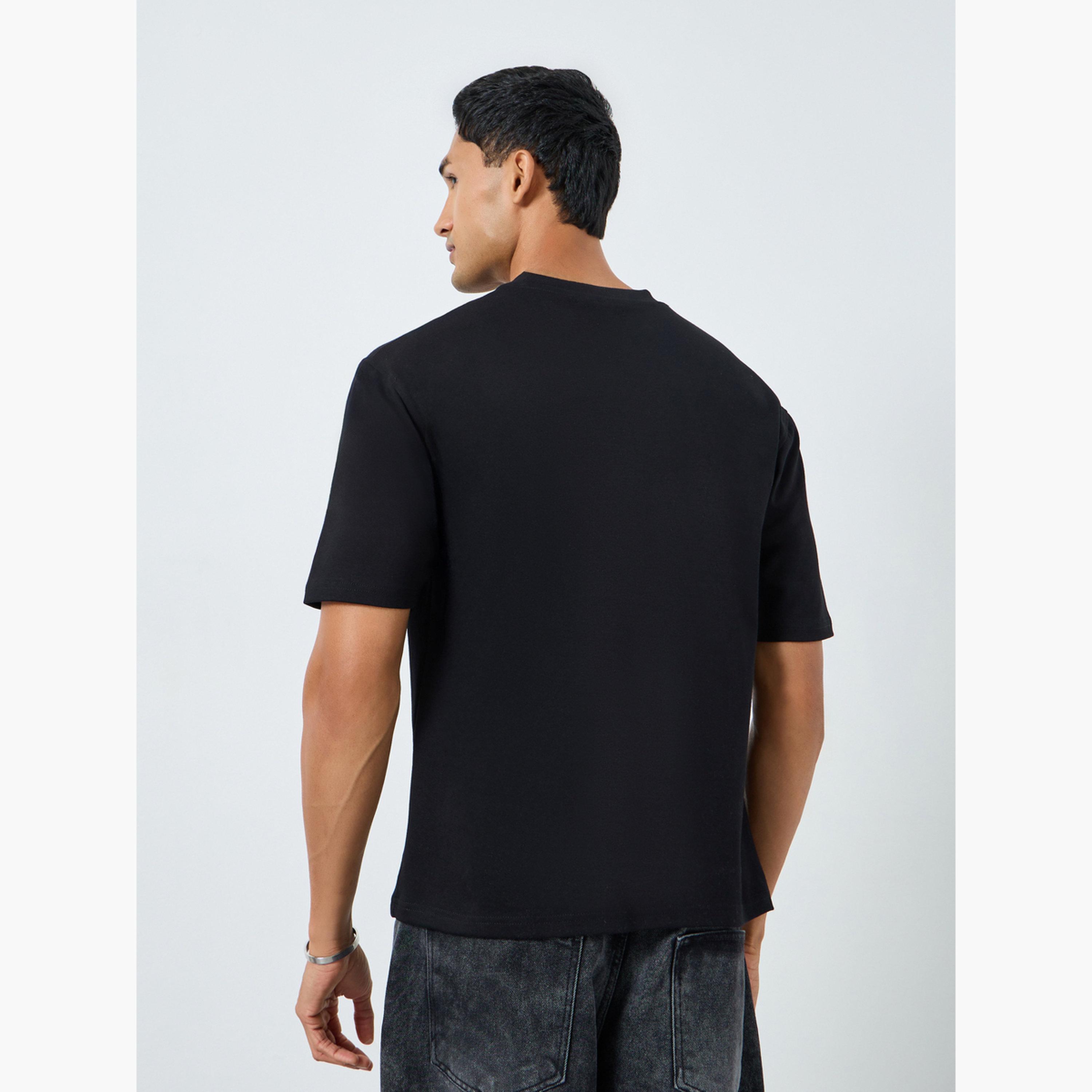 Styli Men Black Oversized Embroidered T-Shirt-men-clothing-tshirtsandpolos-tshirts-image-5