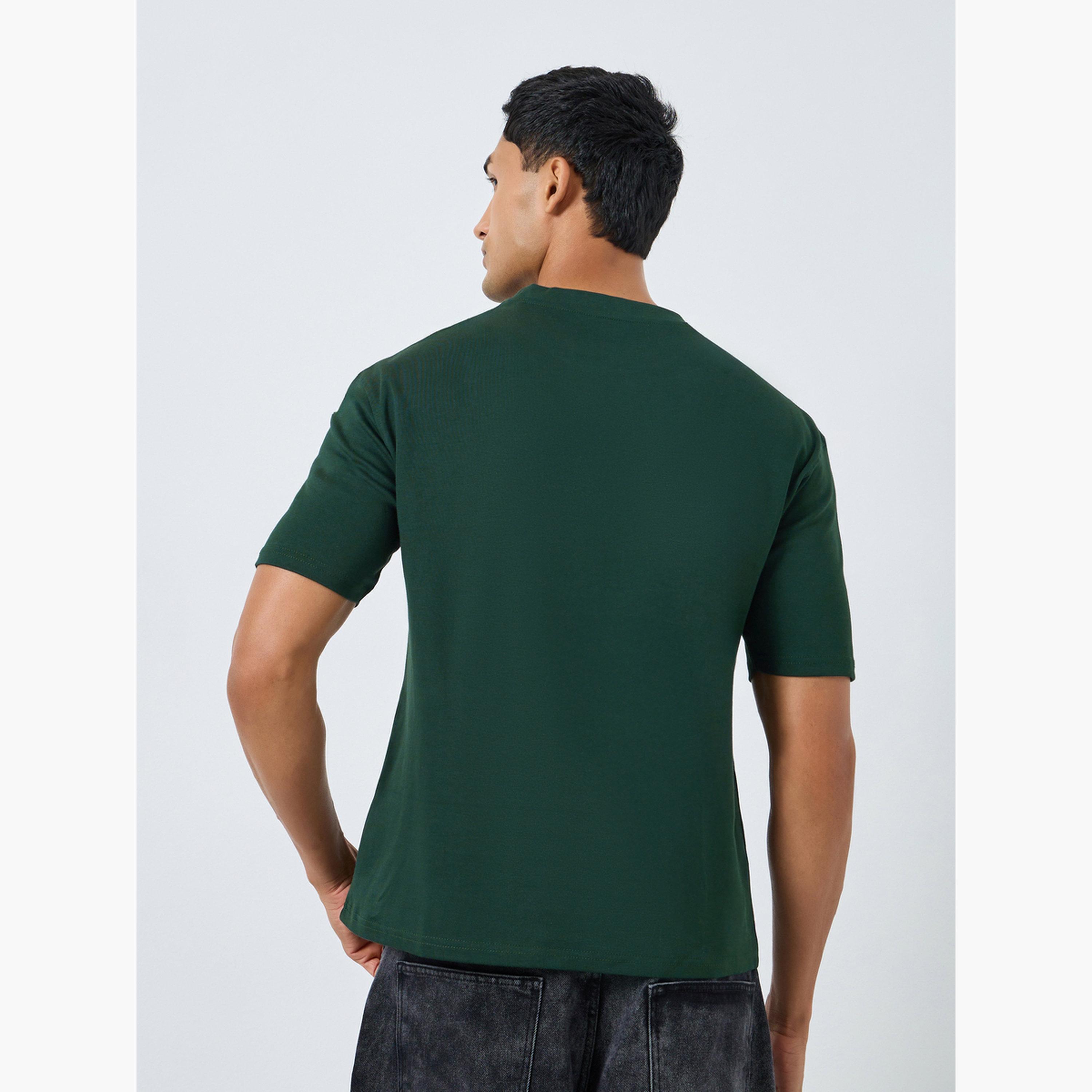 Styli Men Green Embroidered Graphic T-Shirt-men-clothing-tshirtsandpolos-tshirts-image-4