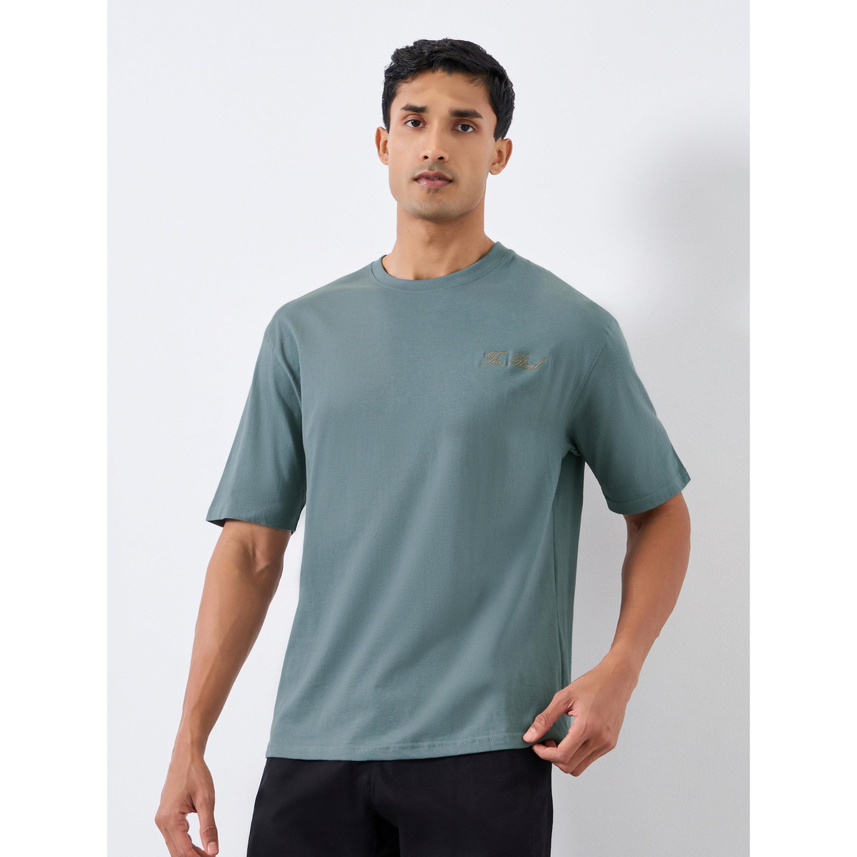 Styli Men Grey Oversized Chest Embroidery T-Shirt-men-clothing-tshirtsandpolos-tshirts-image-1