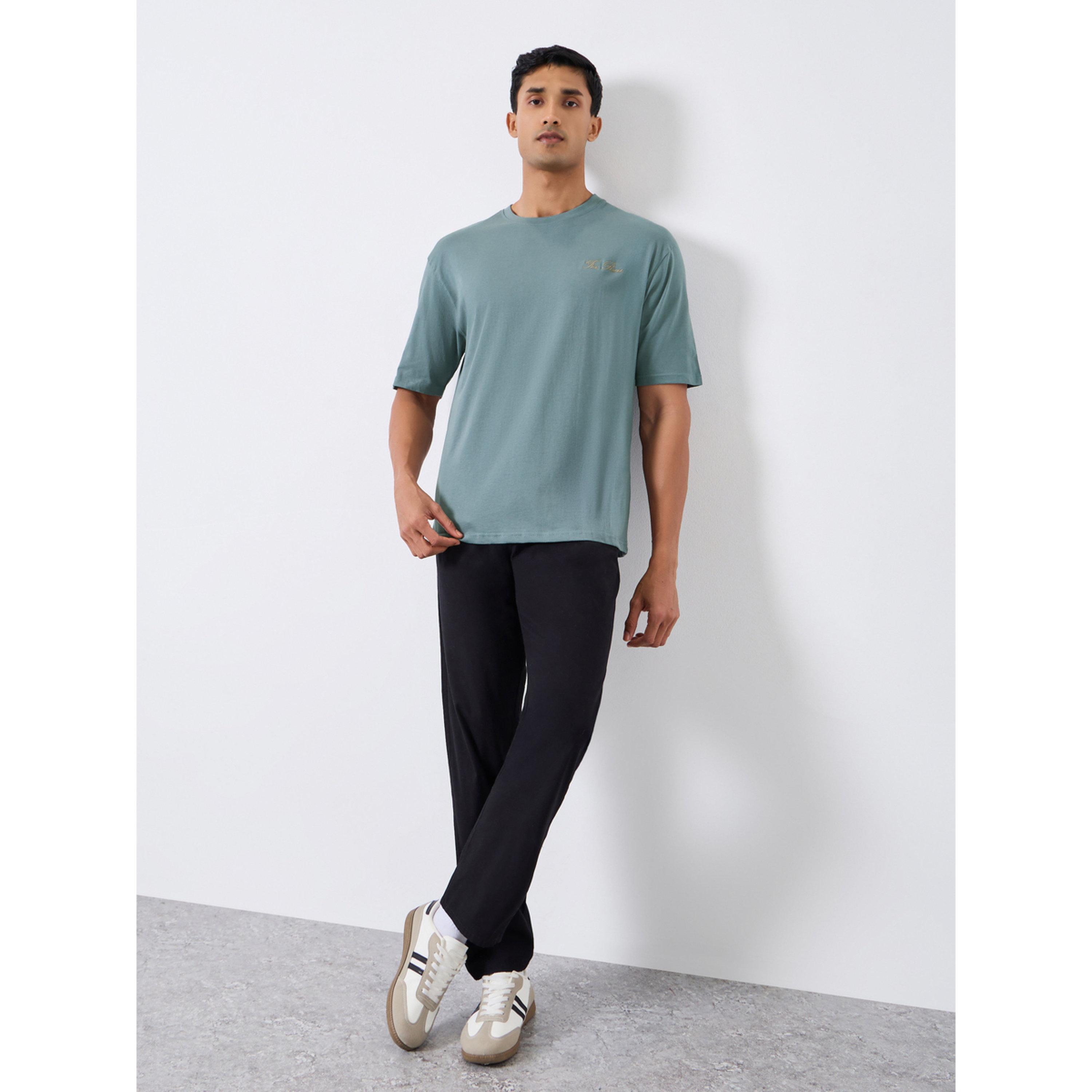 Styli Men Grey Oversized Chest Embroidery T-Shirt-men-clothing-tshirtsandpolos-tshirts-image-2