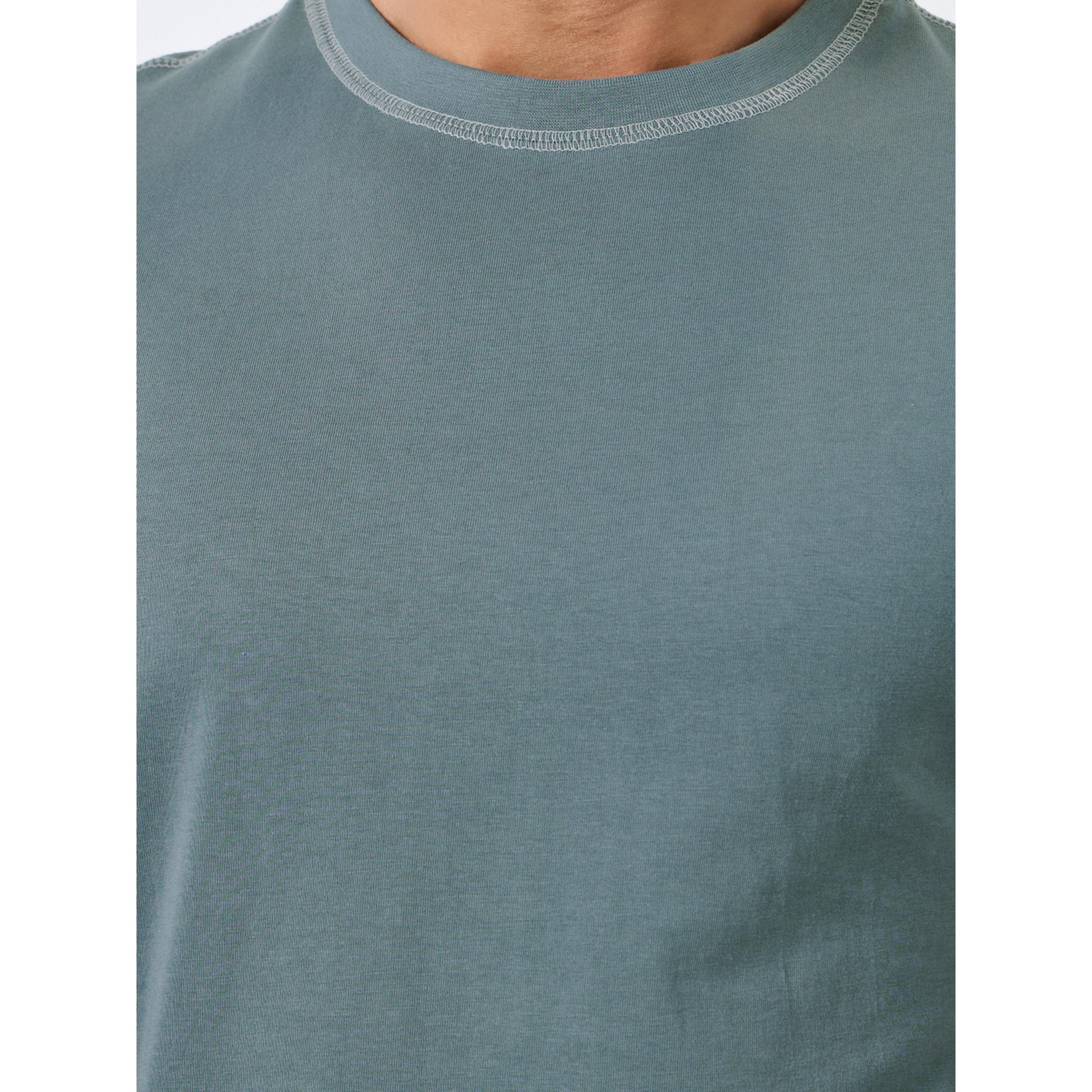 Styli Men Grey Contrast Stitch Crew Neck T-Shirt-men-clothing-tshirtsandpolos-tshirts-image-3